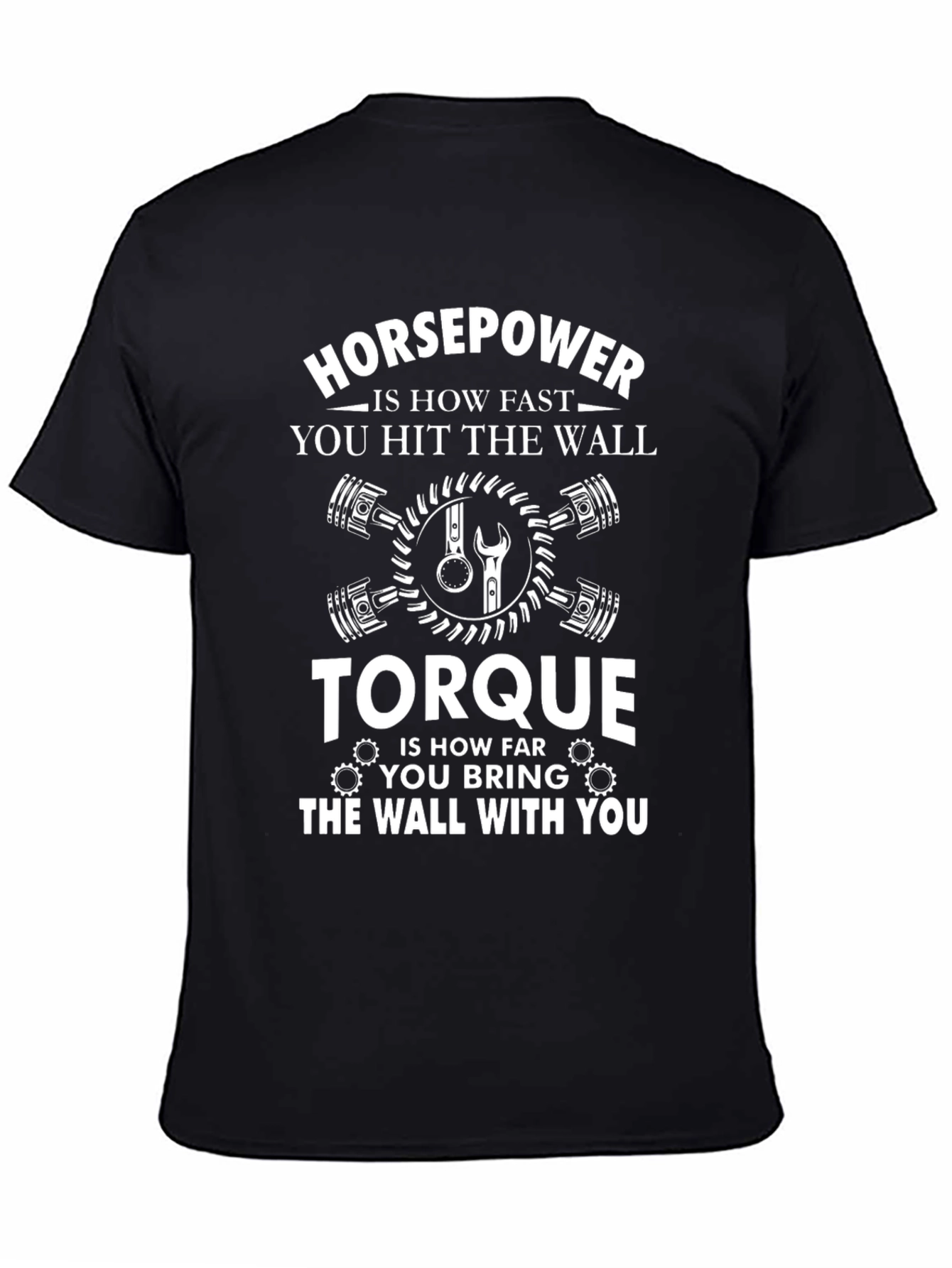 Black Horsepower Torque T-Shirt - Car Enthusiast Humor Tee view 4