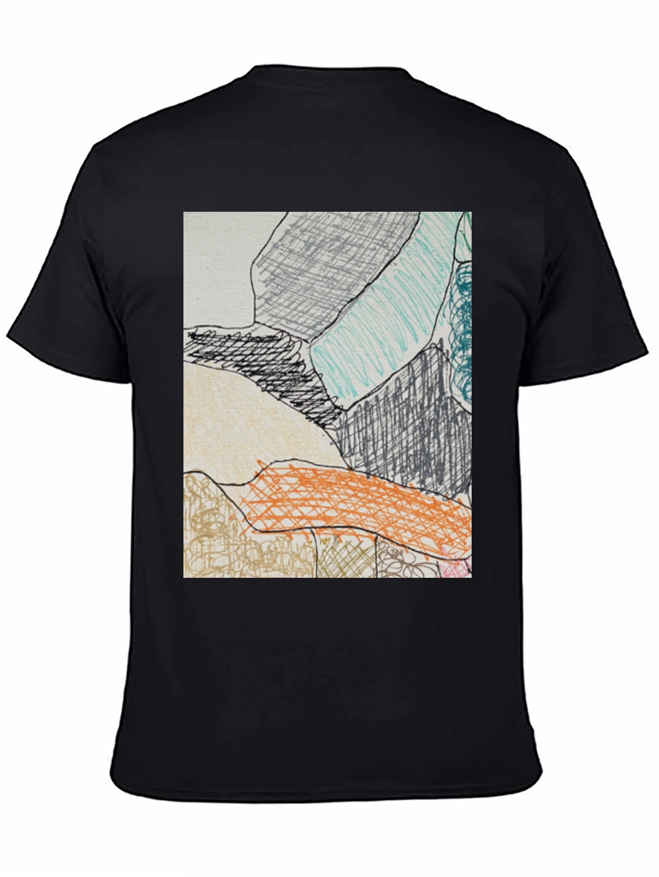 Black Abstract Art Print Black T-Shirt view 4