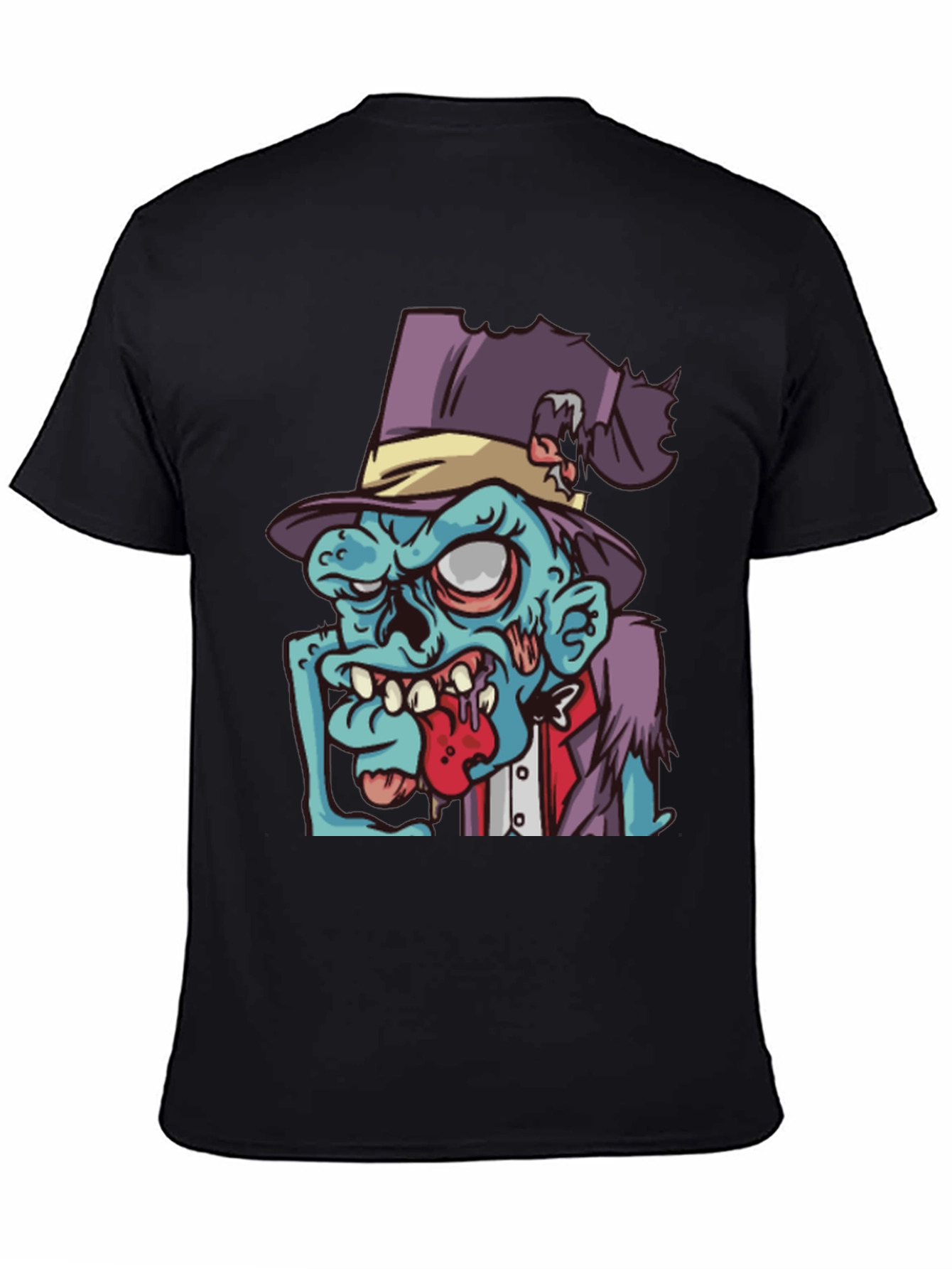 Black Zombie Cartoon Graphic T-Shirt - Black view 4