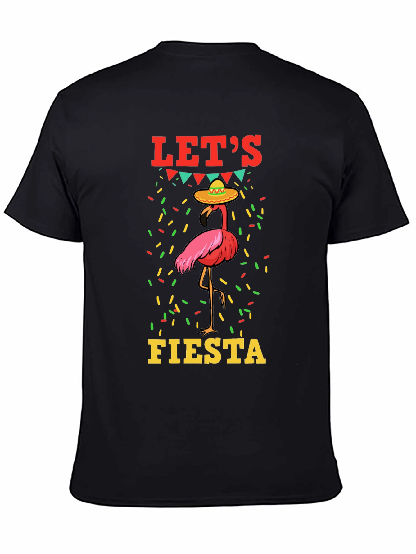 Black Let's Fiesta Flamingo Graphic T-Shirt view 4