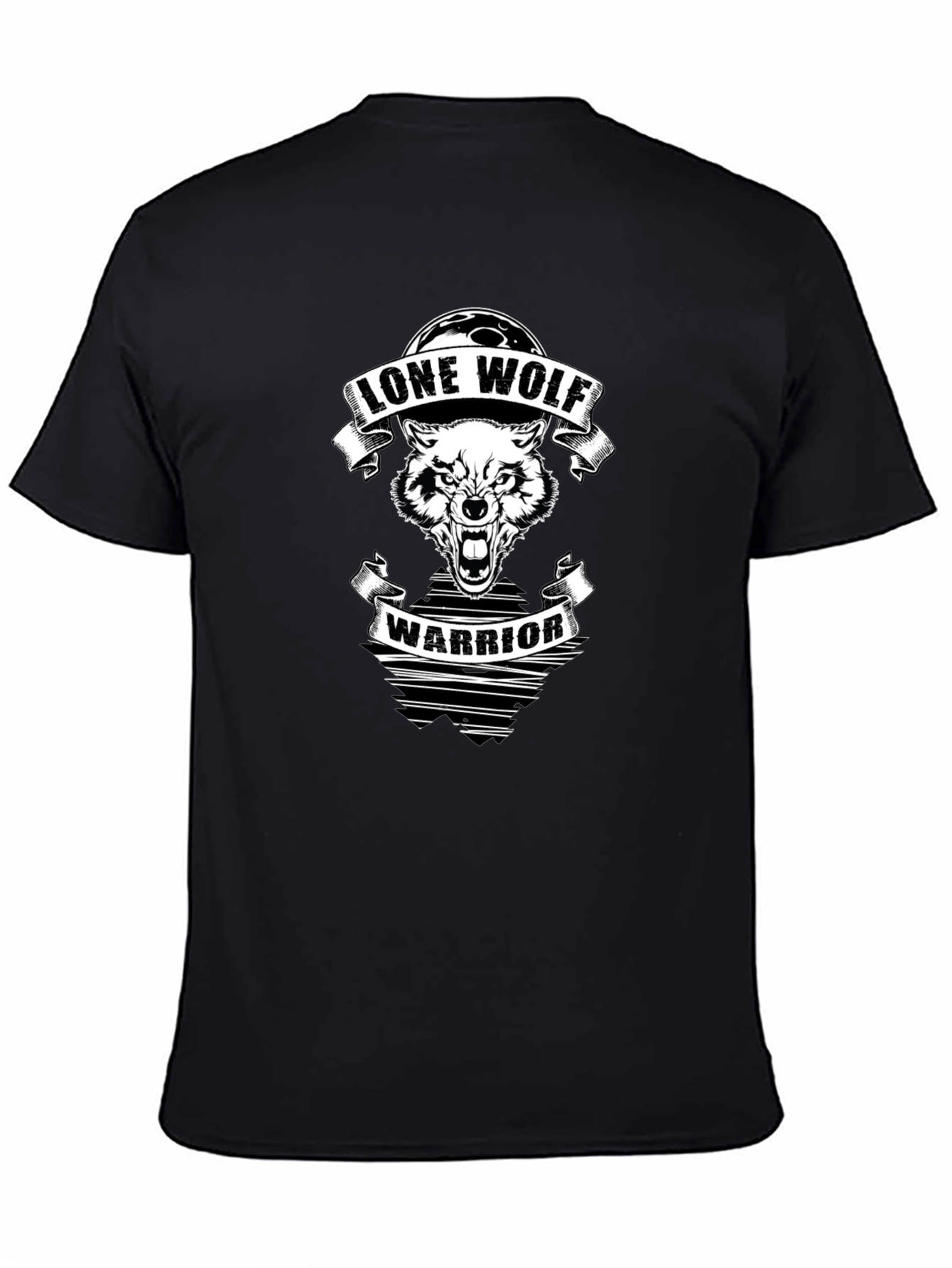 Black Lone Wolf Warrior Graphic Tee - Black view 4