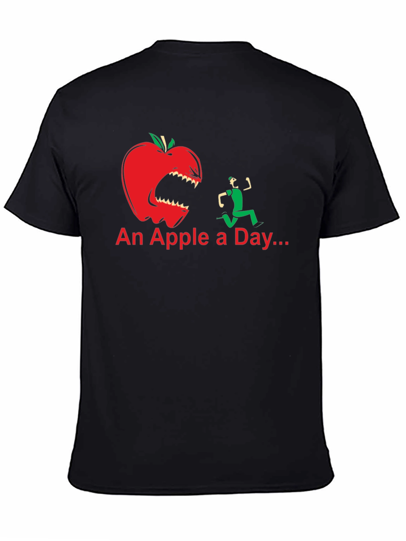 Black An Apple a Day Funny Graphic T-Shirt view 4