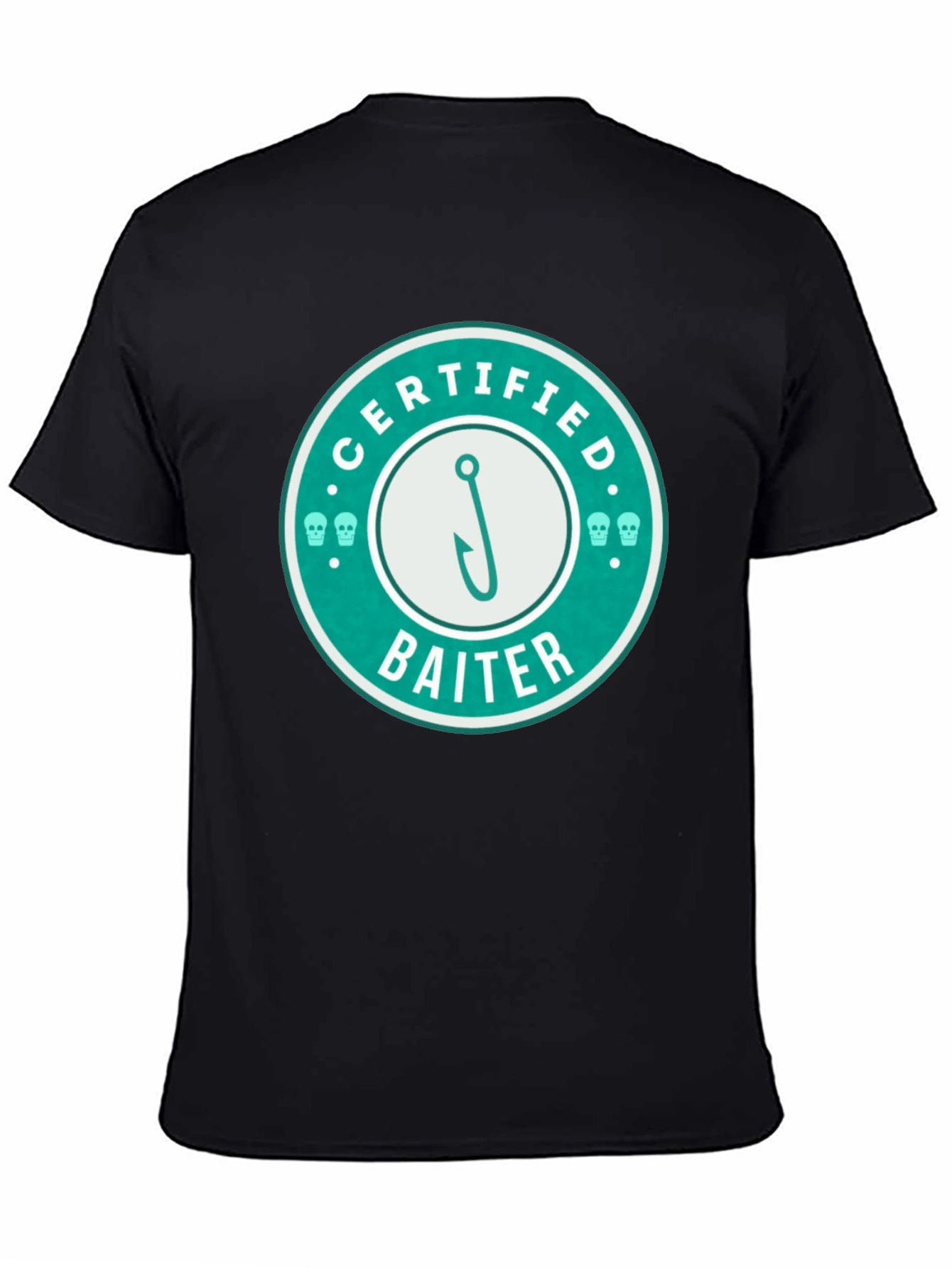 Black Certified Baiter Graphic Tee - Fishing Humor T-Shirt view 4