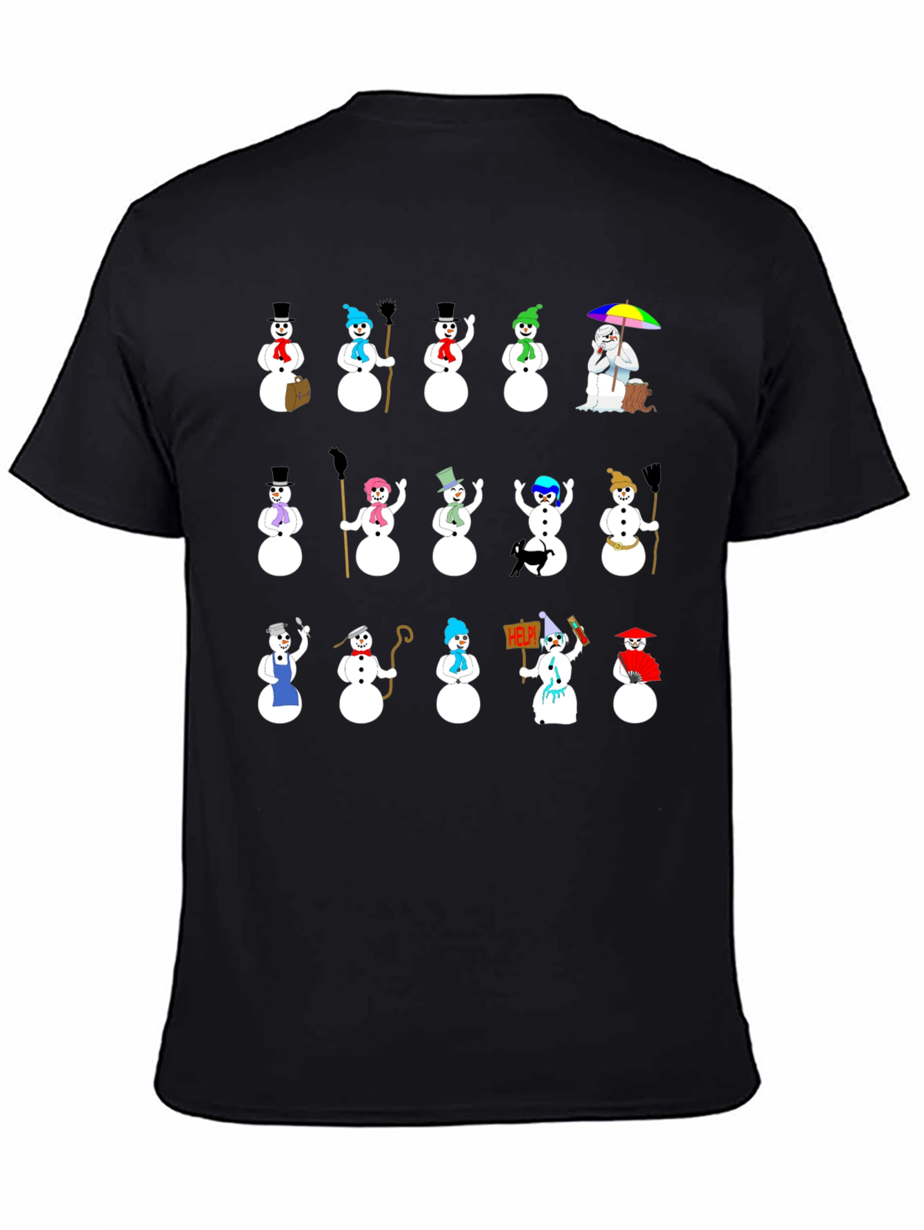 Black Novelty Snowman Graphic T-Shirt view 4