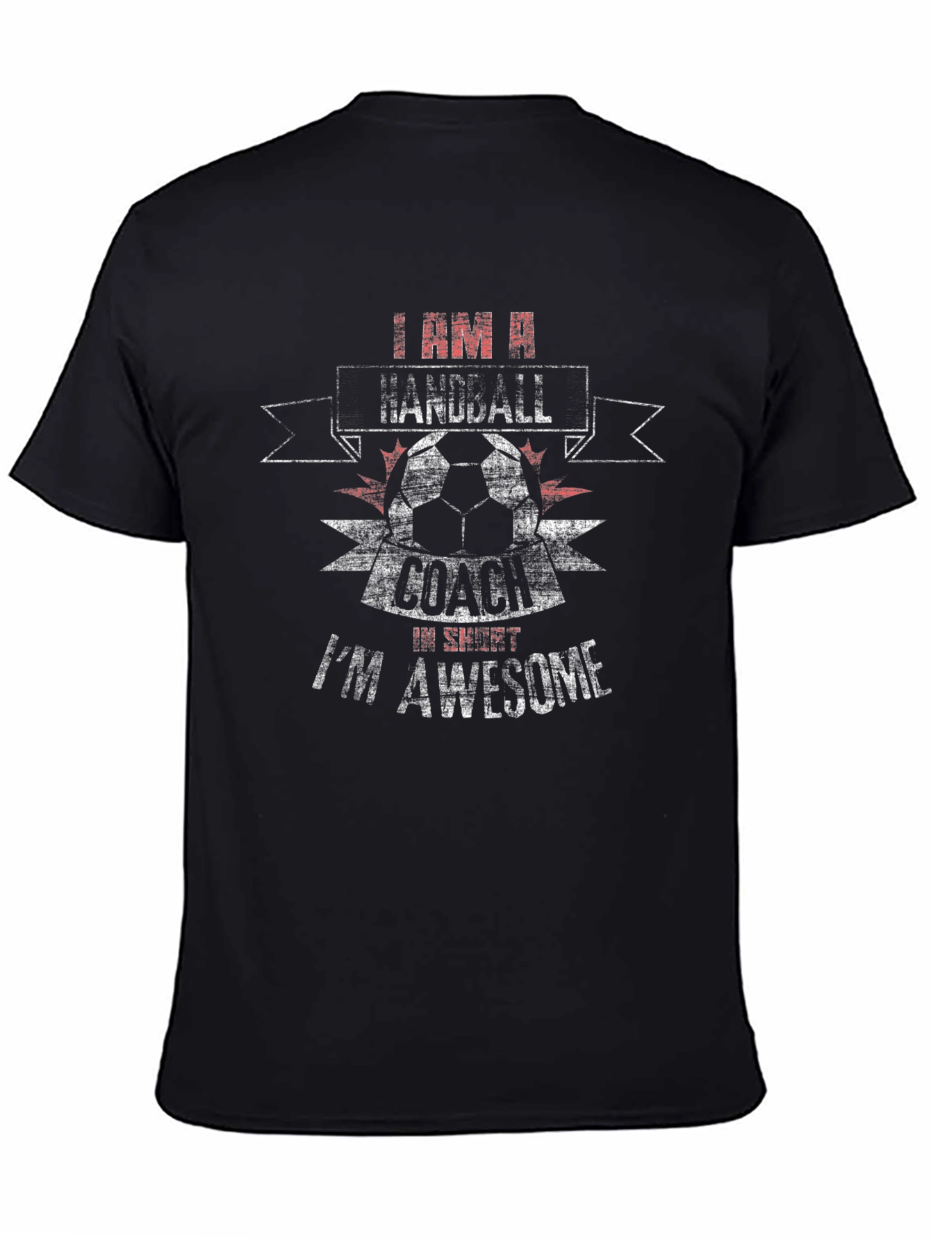 Black Handball Coach I'm Awesome T-Shirt view 4
