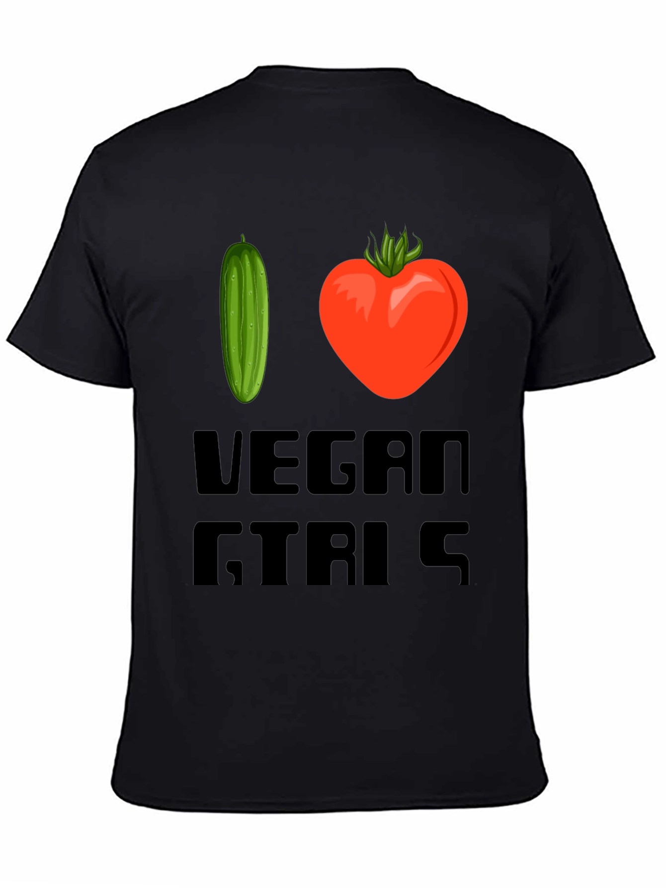 Black I Love Vegan Girls T-Shirt view 4