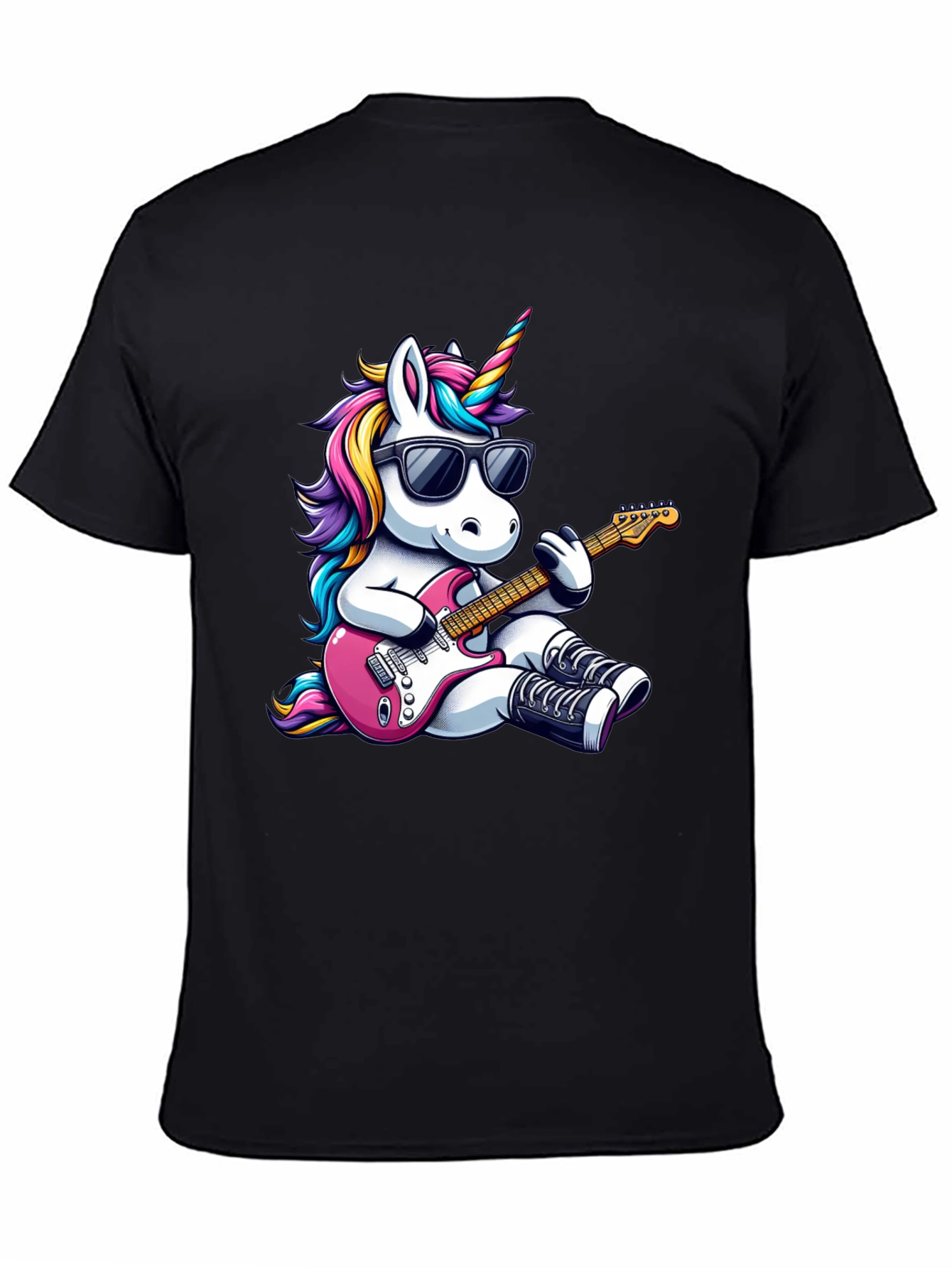 Black Unicorn Guitarist Black T-Shirt view 4