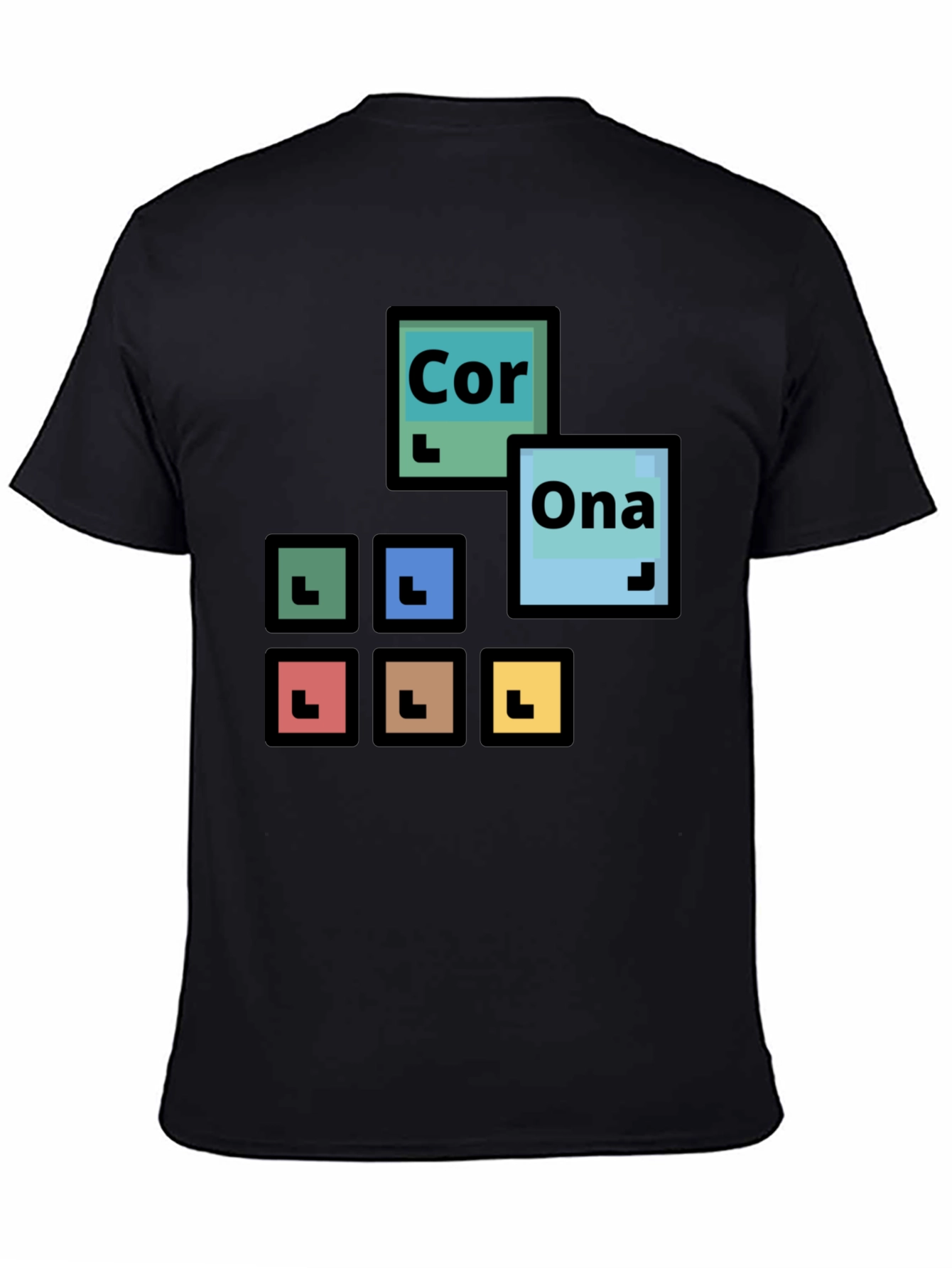 Black Periodic Table Corona T-Shirt - Black Cotton Tee view 4