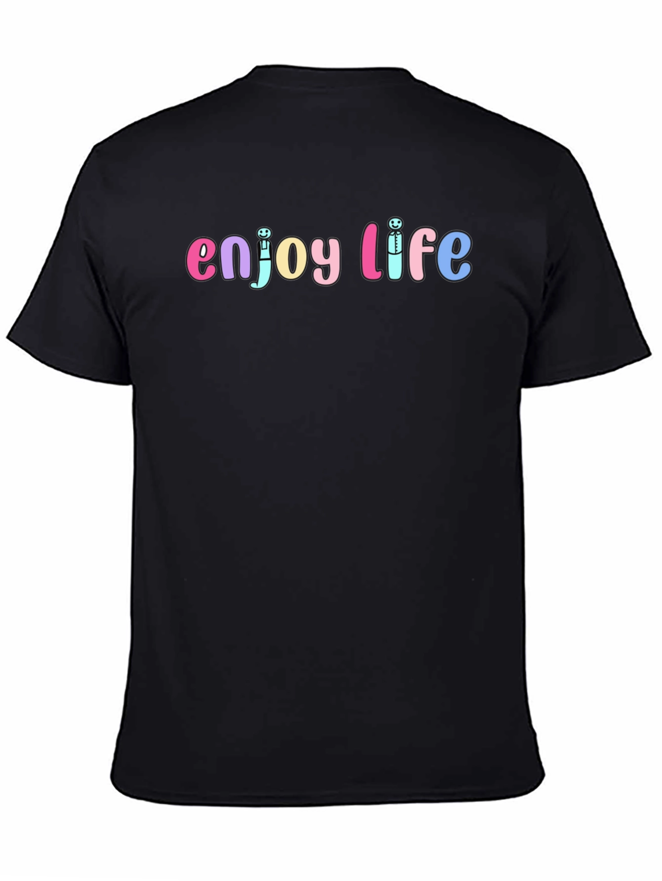 Black Enjoy Life Graphic Tee - Unisex Black Cotton T-Shirt view 4