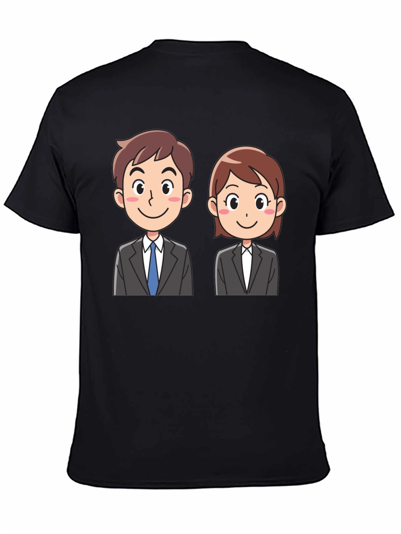 Black Cartoon Business Duo Black T-Shirt view 4
