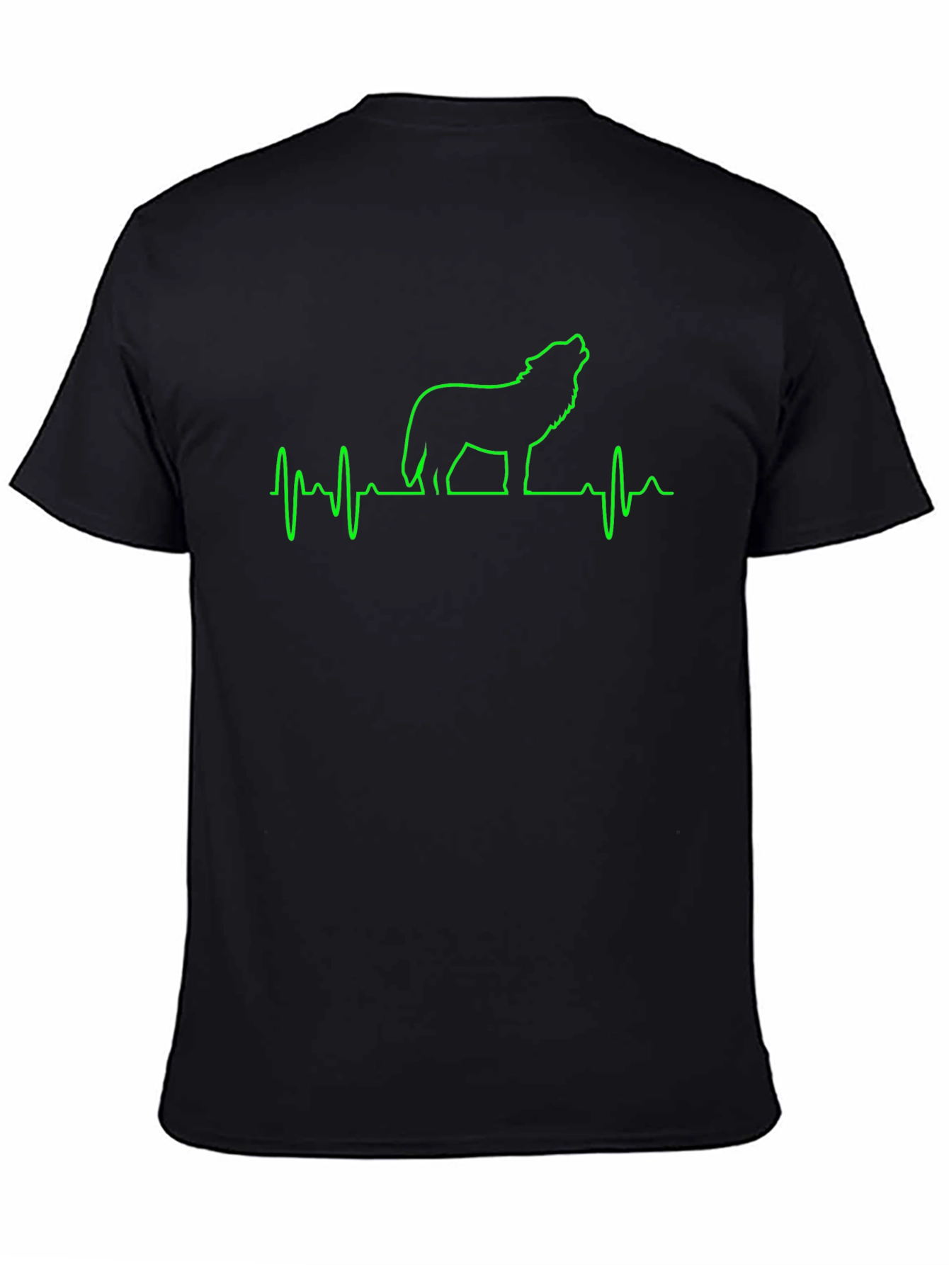 Black Wolf Heartbeat T-Shirt - Black Graphic Tee view 4