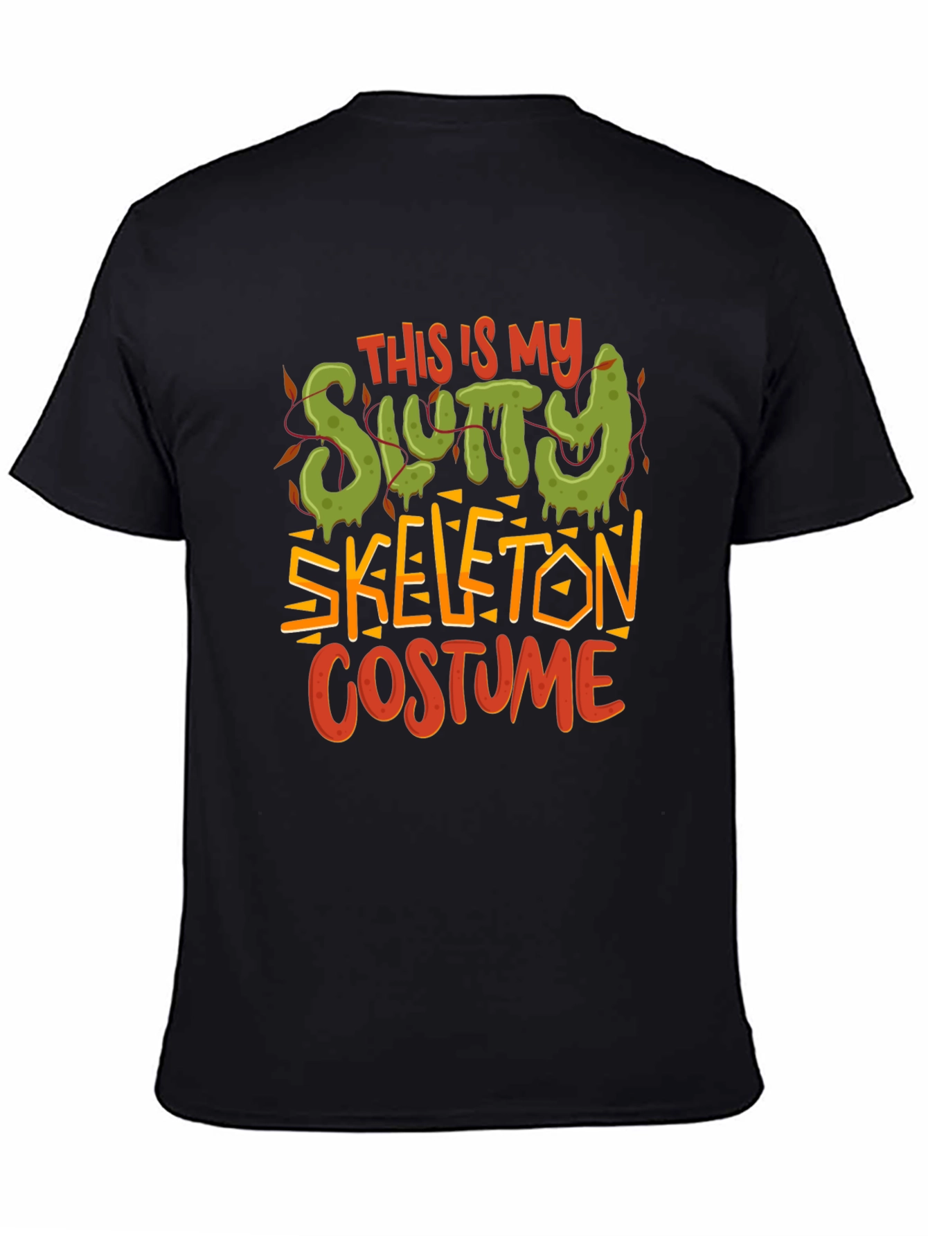 Black Slutty Skeleton Costume Graphic T-Shirt view 4