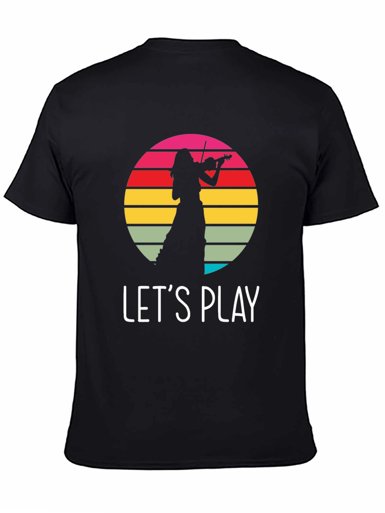 Black Violin Player Retro Sunset Black T-Shirt view 4