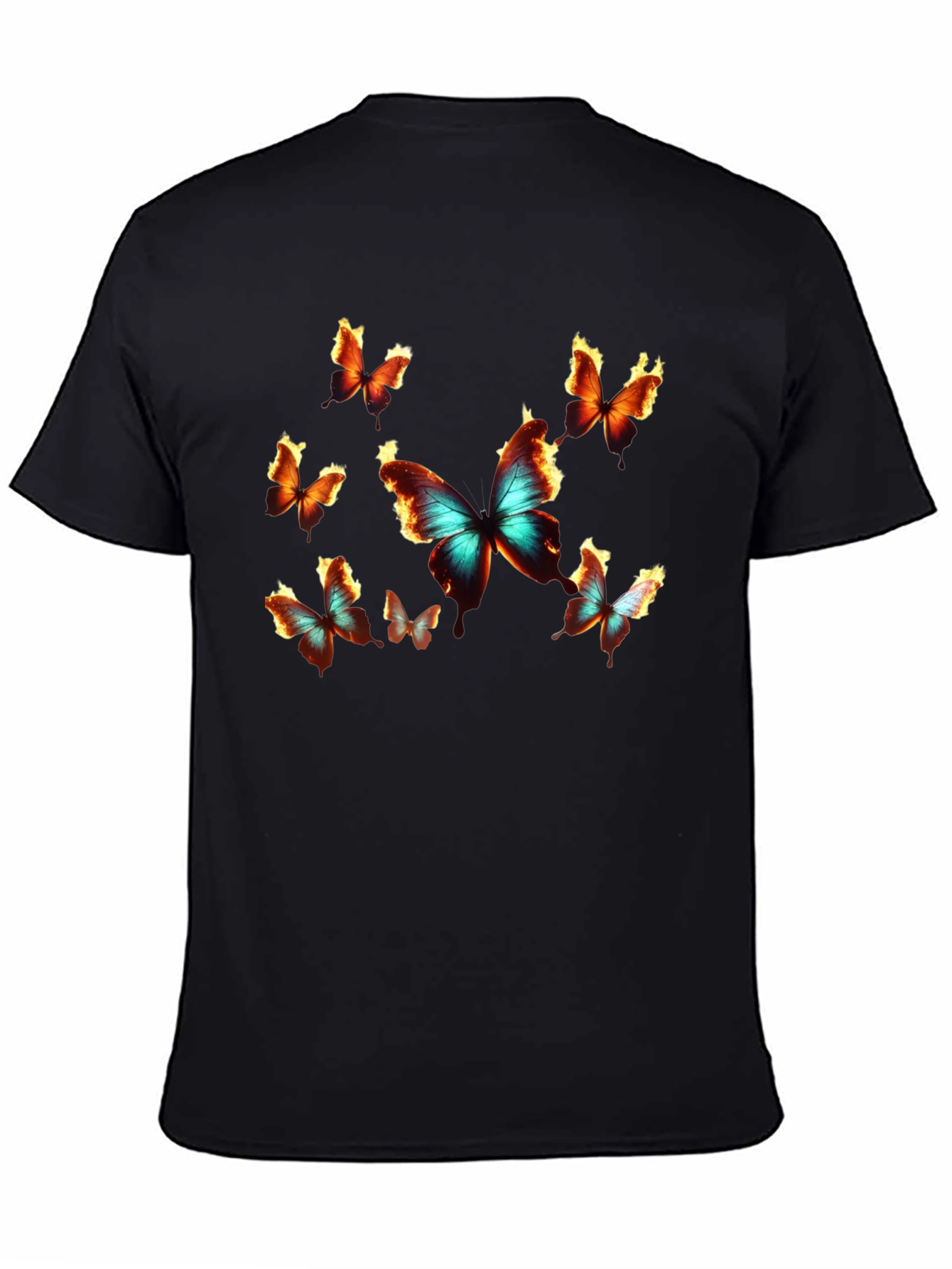 Black Butterfly Graphic Print Crew Neck T-Shirt view 4