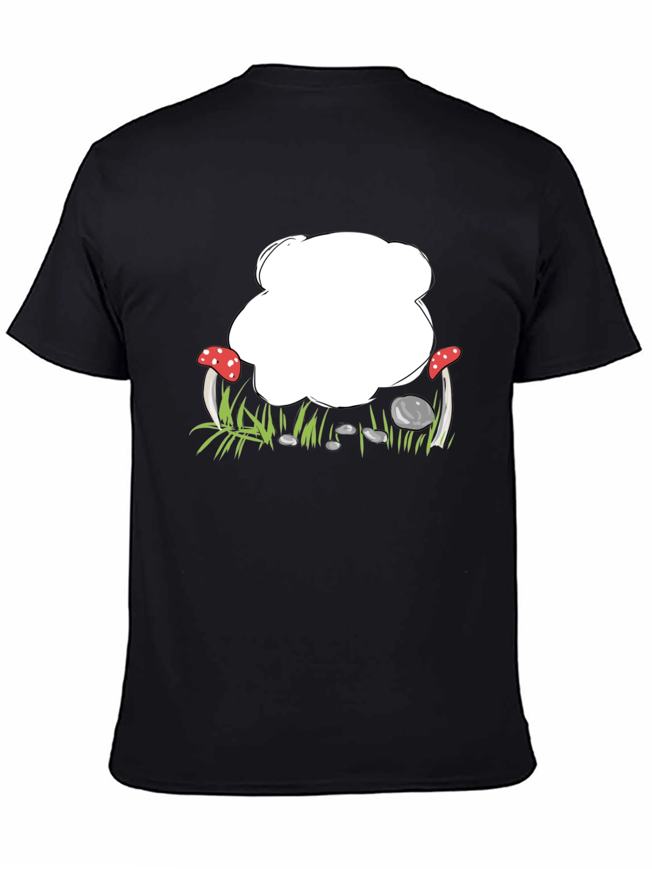Black Mushroom Patch Graphic Black T-Shirt view 4