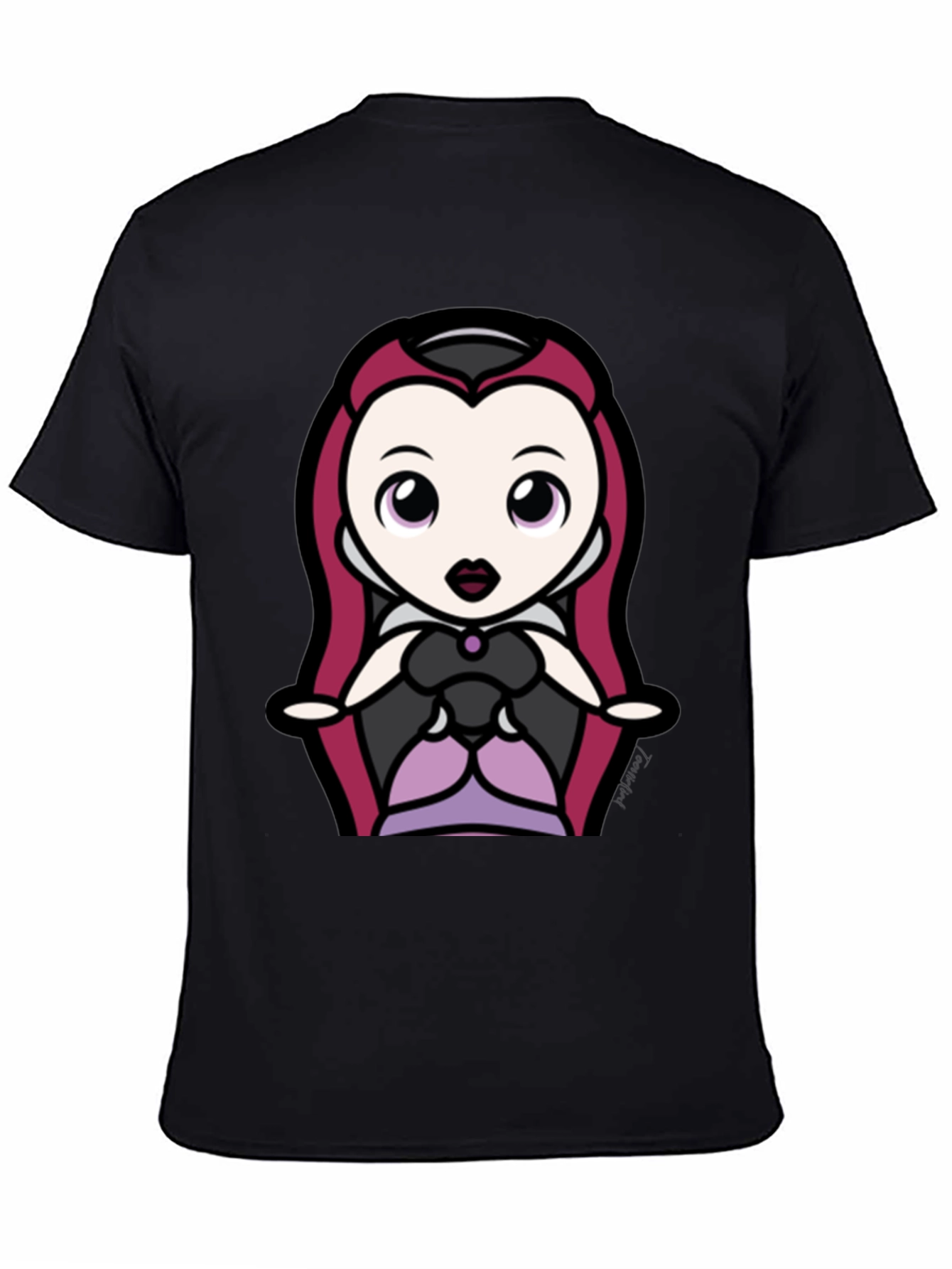 Black Cute Cartoon Villain Tee - Black Cotton view 4