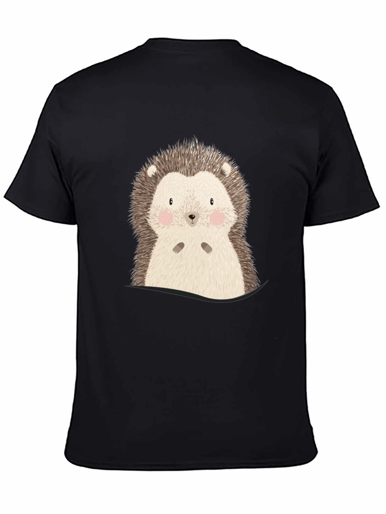 Black Cute Hedgehog Graphic Tee - Soft Cotton Blend view 4