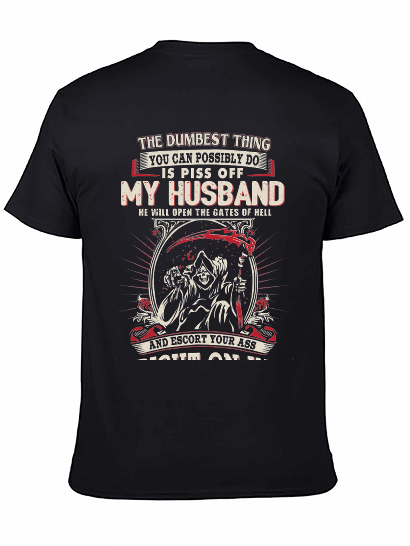 Black Piss Off My Husband Novelty Graphic T-Shirt view 4