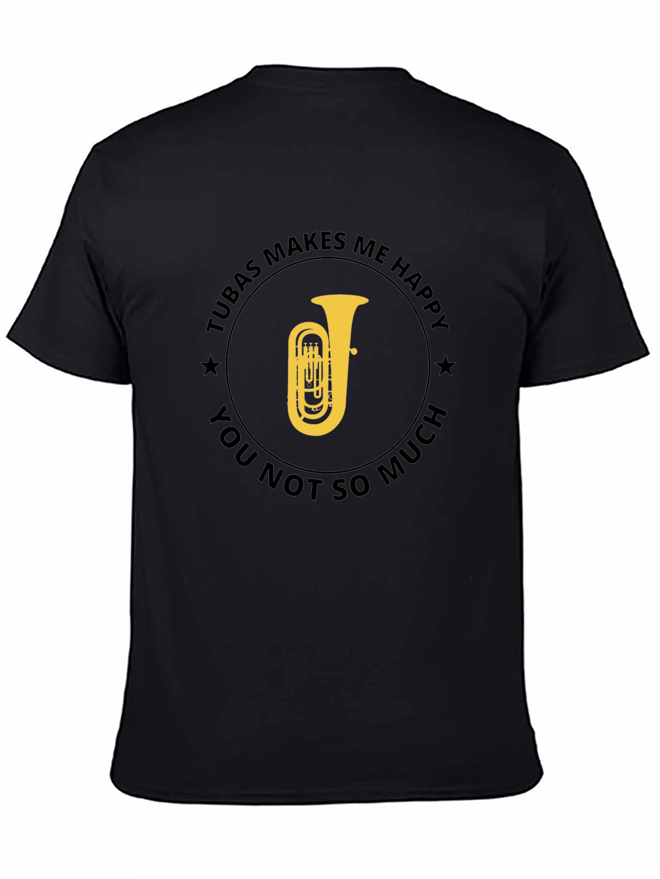 Black Tuba Makes Me Happy Graphic T-Shirt view 4