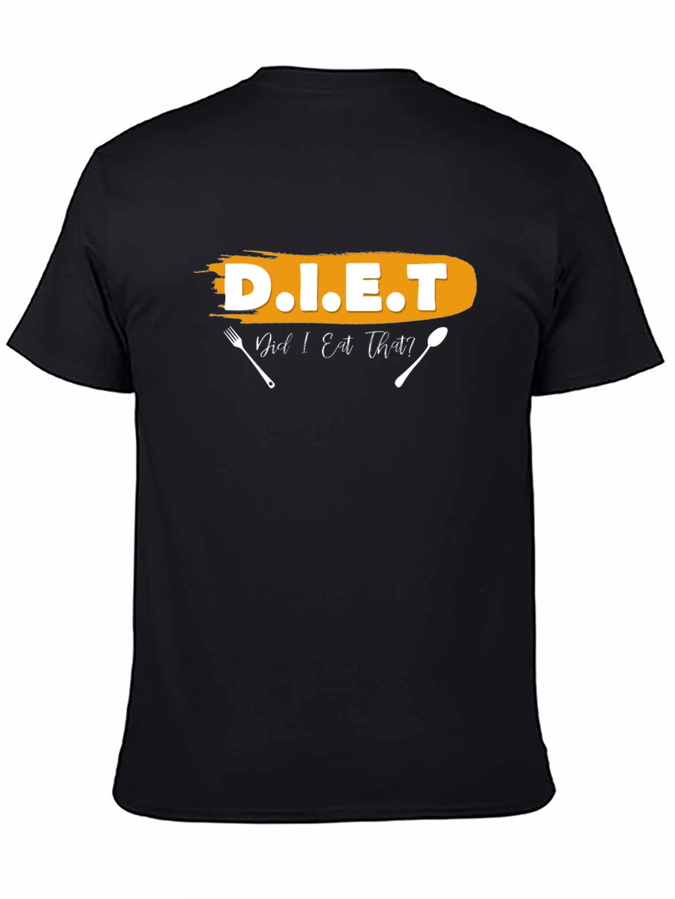 Black Funny Diet T-Shirt - Did I Eat That? Black Cotton Tee view 4