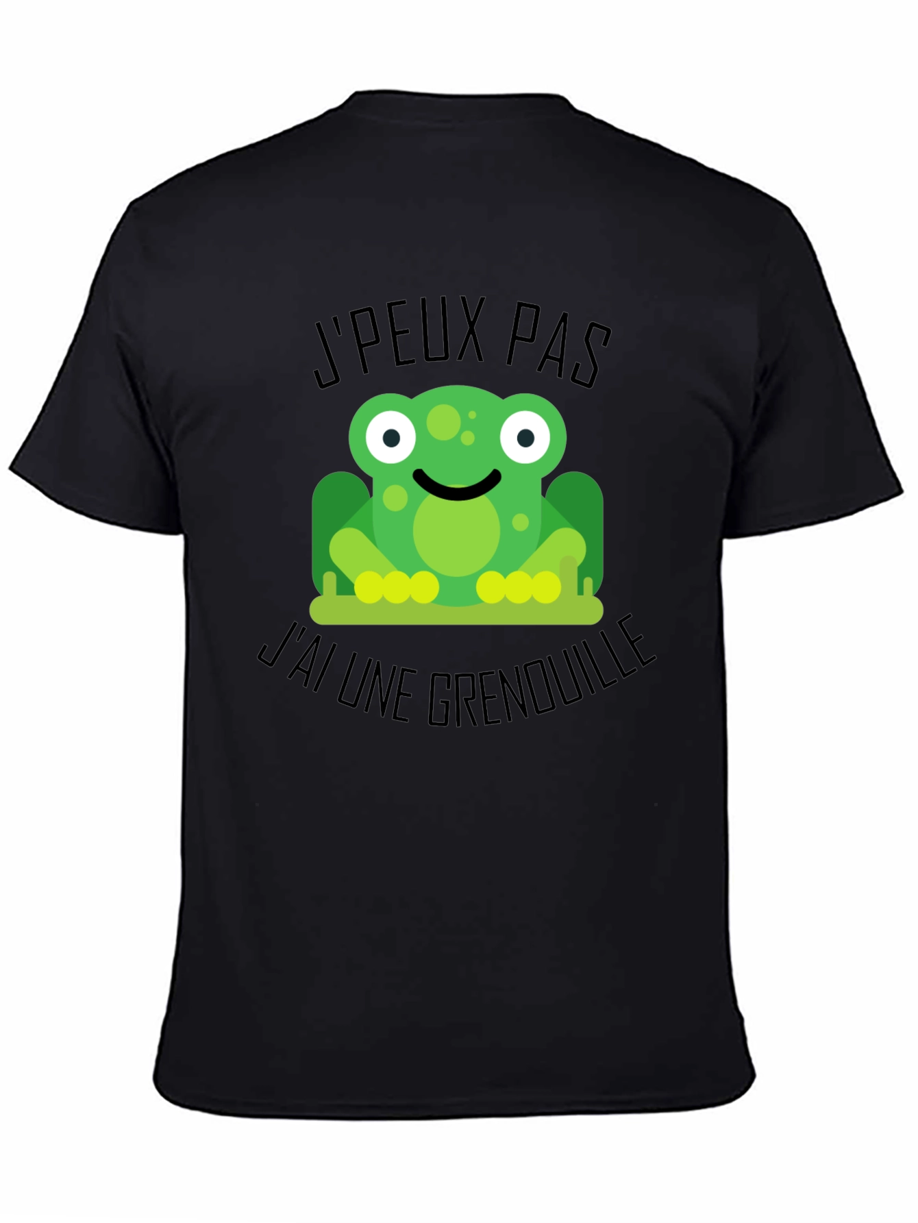 Black Frog Graphic Black T-Shirt: 'J'peux Pas J'ai Une Grenouille' view 4