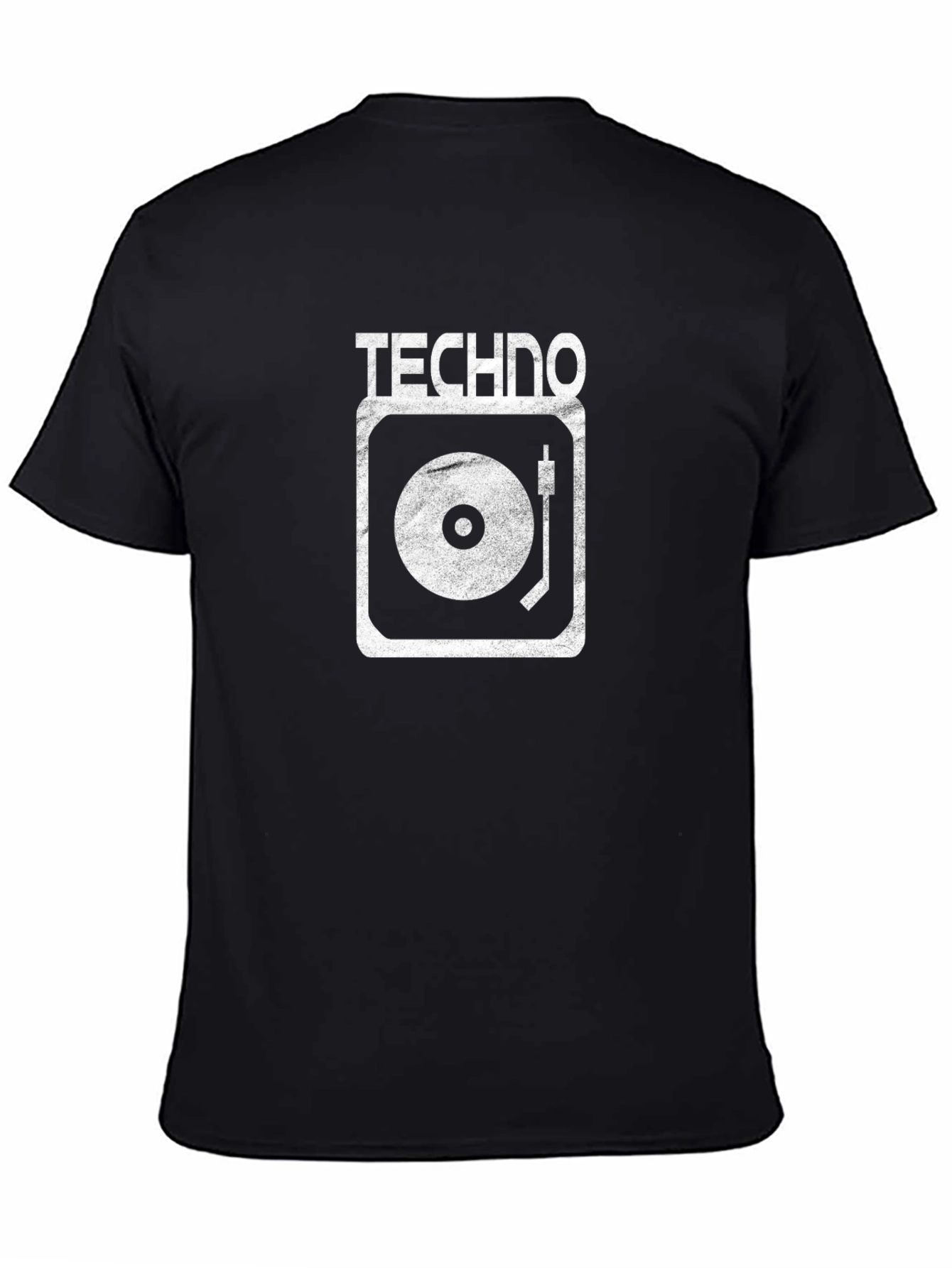 Black Techno Turntable T-Shirt - Black Cotton Graphic Tee view 4