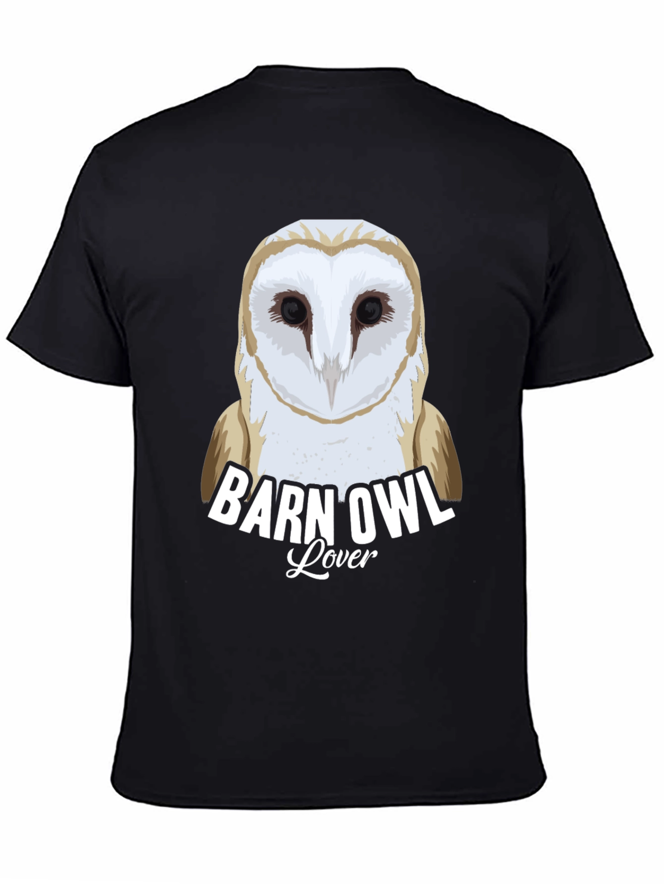 Black Barn Owl Lover Graphic T-Shirt | Wildlife Tee view 4