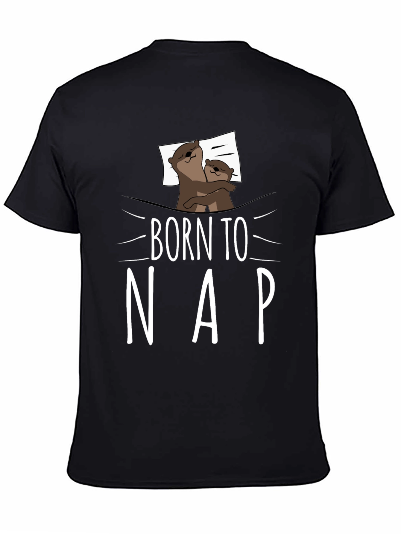 Black Born to Nap Otter Graphic Tee - Comfort Black T-Shirt view 4