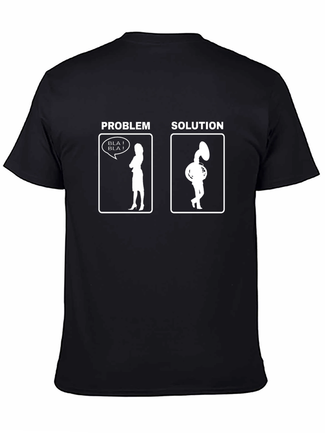 Black Problem Solution Tuba Humor T-Shirt view 4