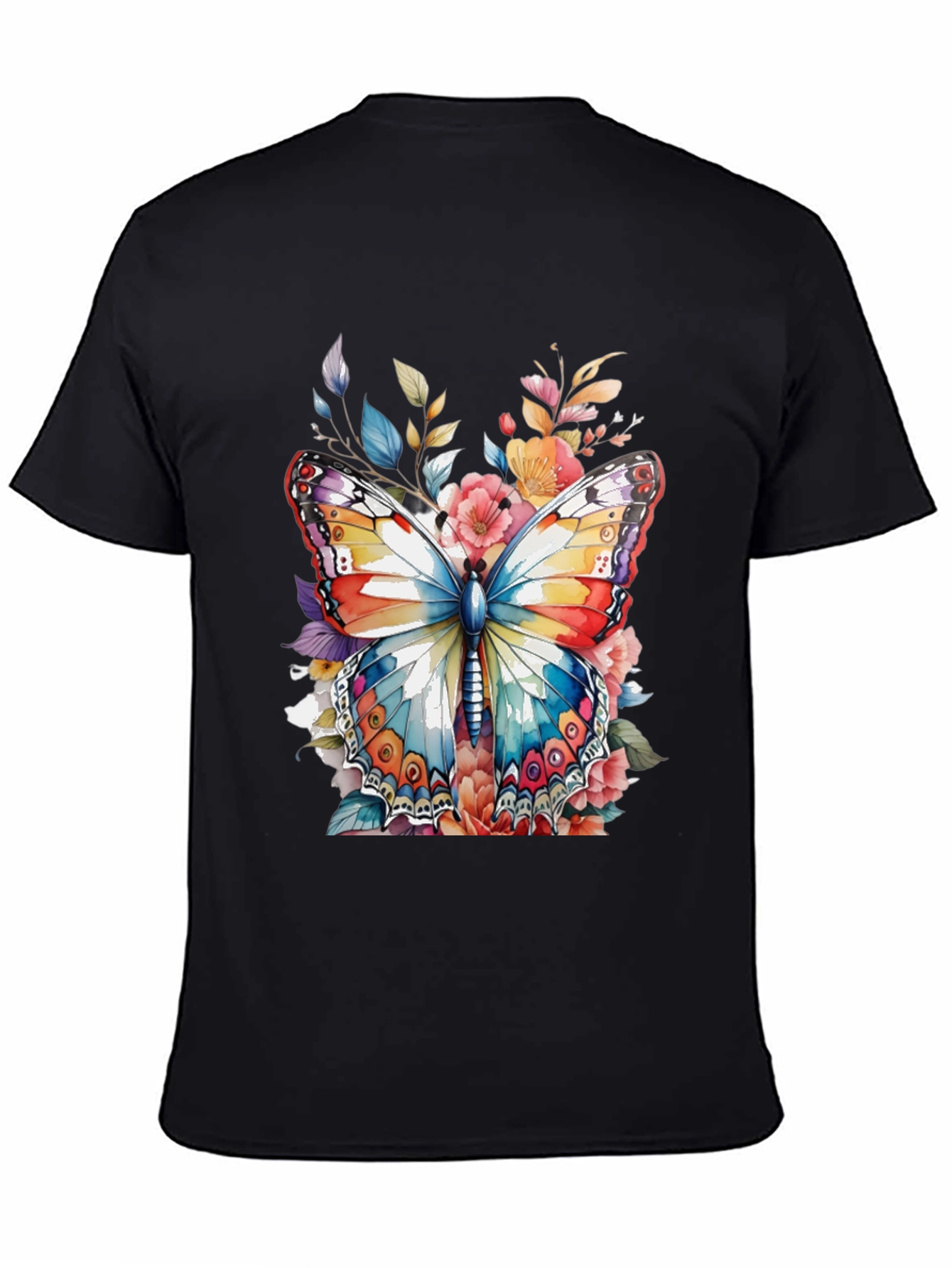 Black Butterfly Floral Graphic Tee view 4