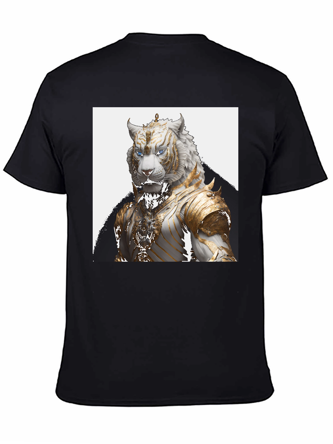 Black Tiger Warrior Graphic Tee - Premium Black Cotton T-Shirt view 4