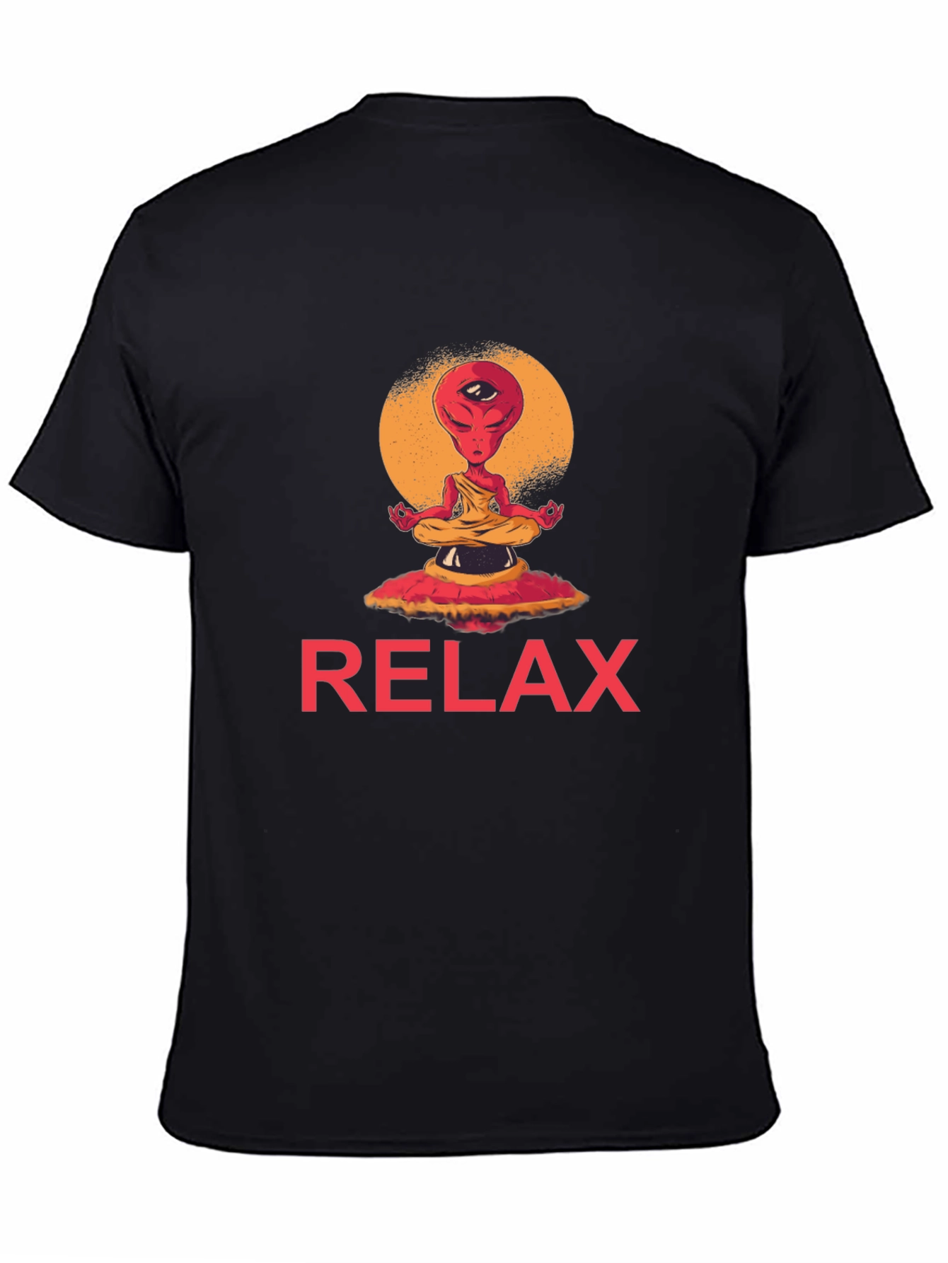 Black Relax Alien Meditation Graphic Tee view 4