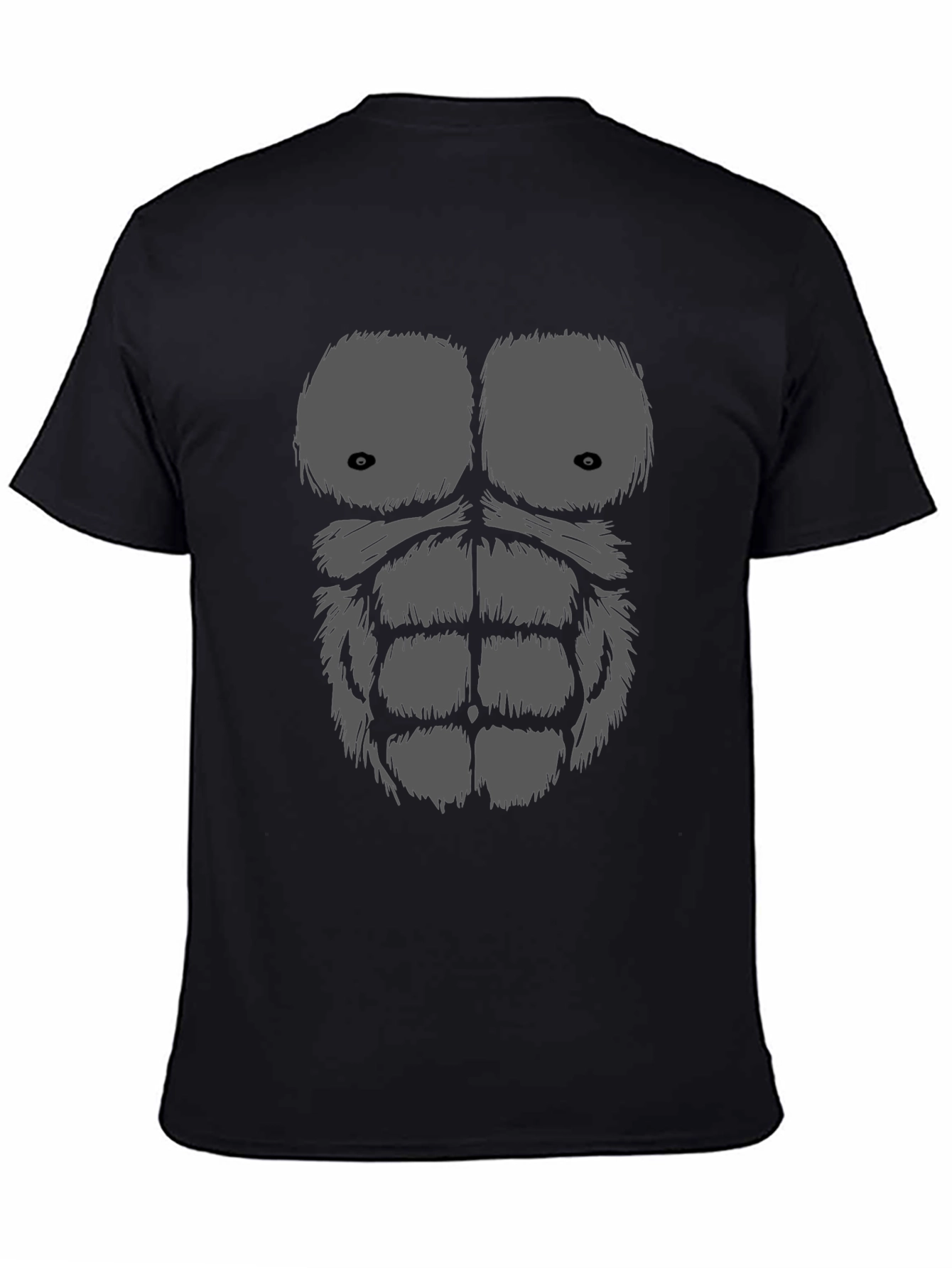 Black Funny Gorilla Chest Graphic T-Shirt view 4