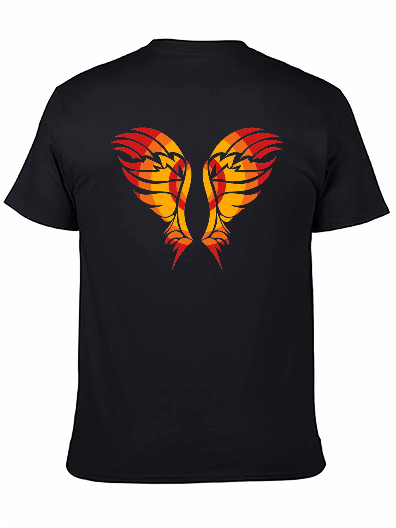 Black Tribal Wings Graphic Tee - Black Cotton Shirt view 4