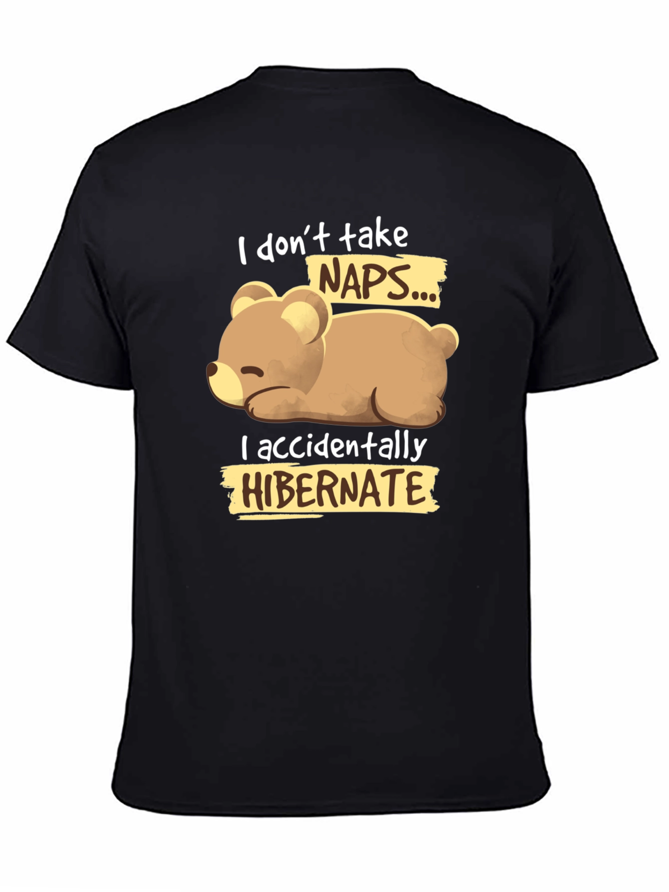Black Funny Bear Hibernation T-Shirt - Novelty Sleep Tee view 4