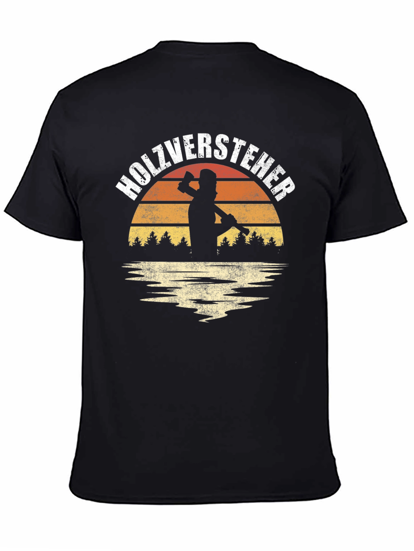 Black Holzversteher Graphic Tee - Woodworker Retro Sunset T-Shirt view 4