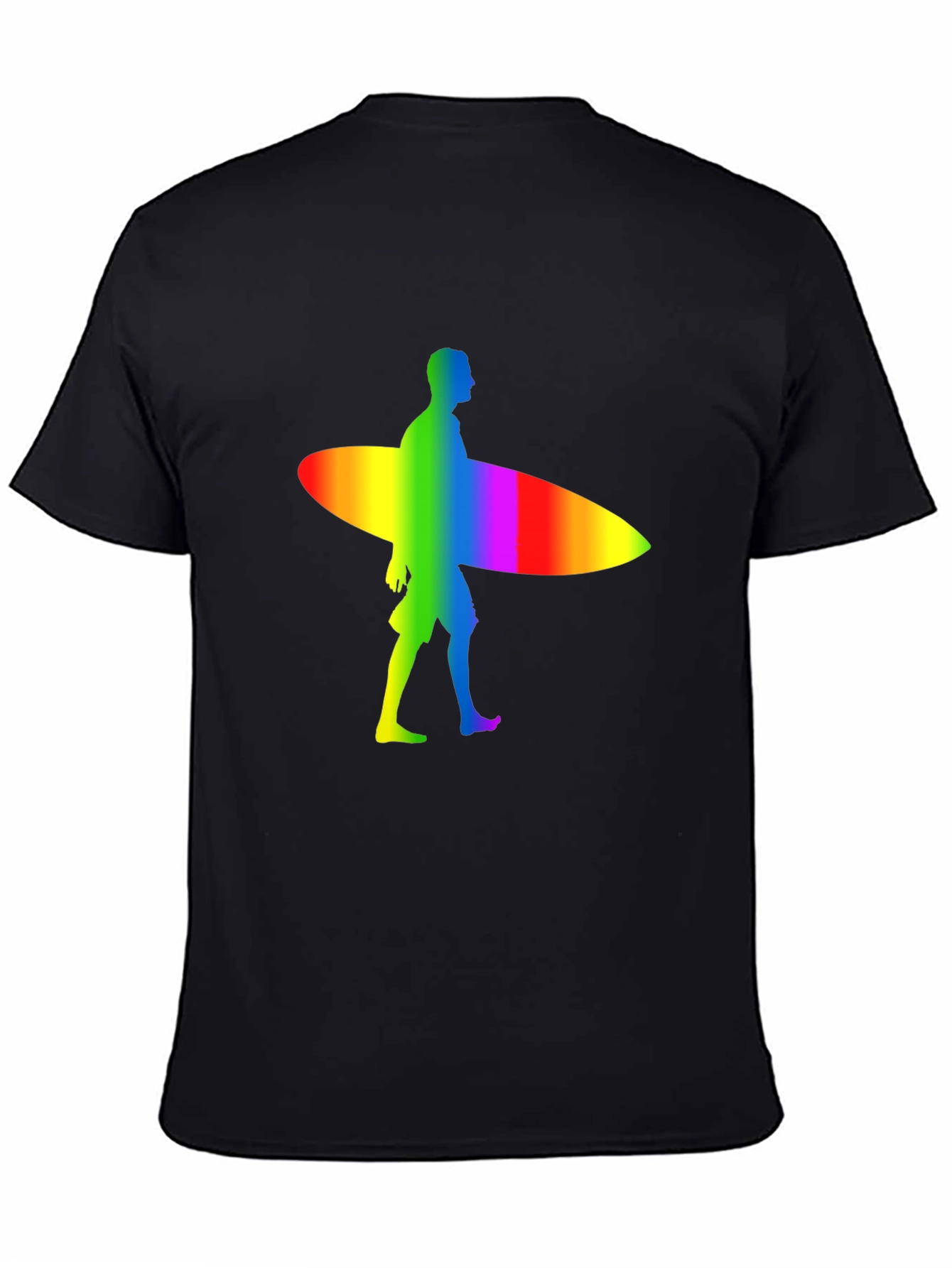 Black Rainbow Surfer Graphic Tee - Black Cotton Comfort view 4