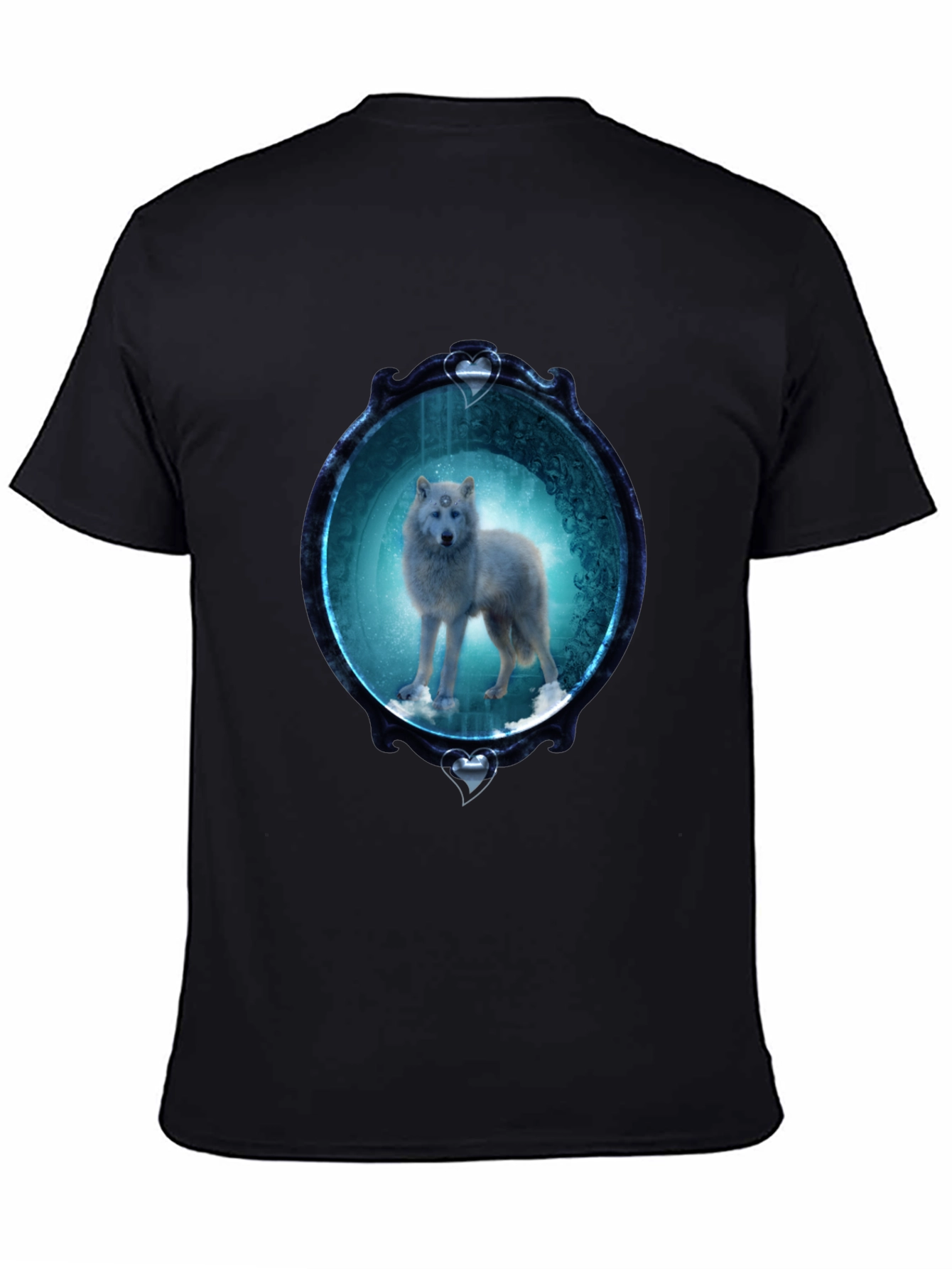 Black Wolf in Mirror Graphic Tee - Black view 4