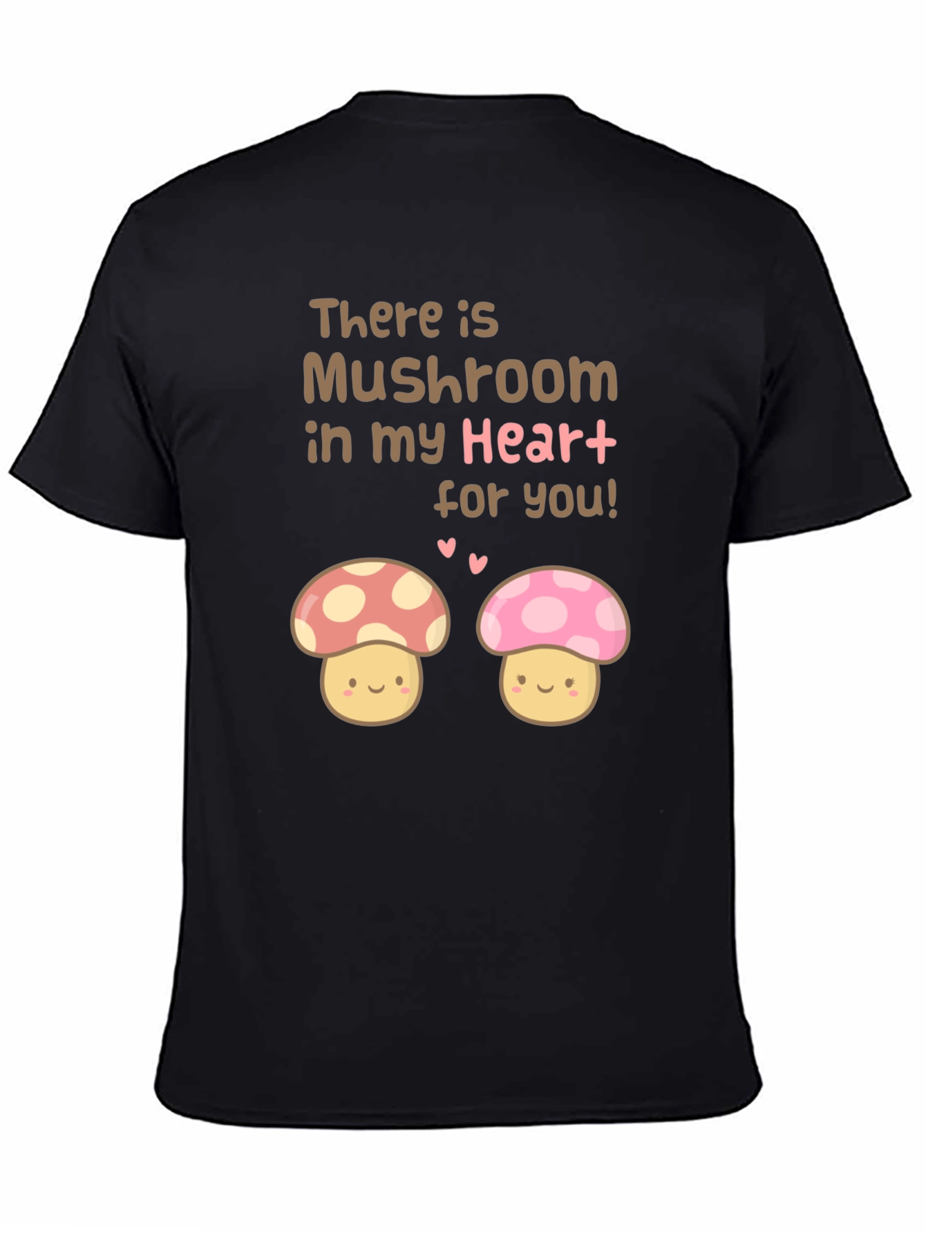 Black Mushroom Heart Graphic T-Shirt - Cute Kawaii Style view 4