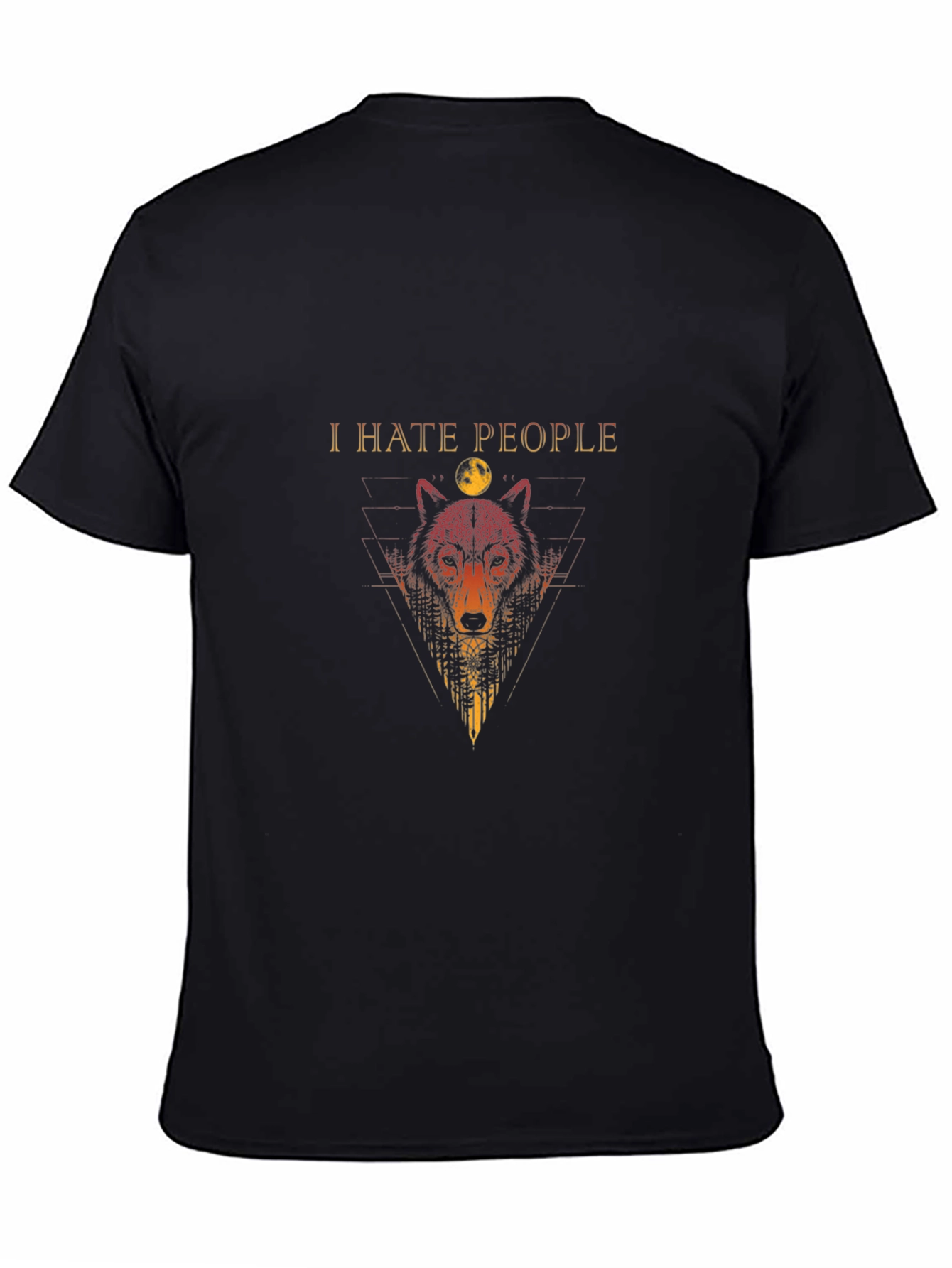 Black I Hate People Wolf Graphic Tee - Black view 4