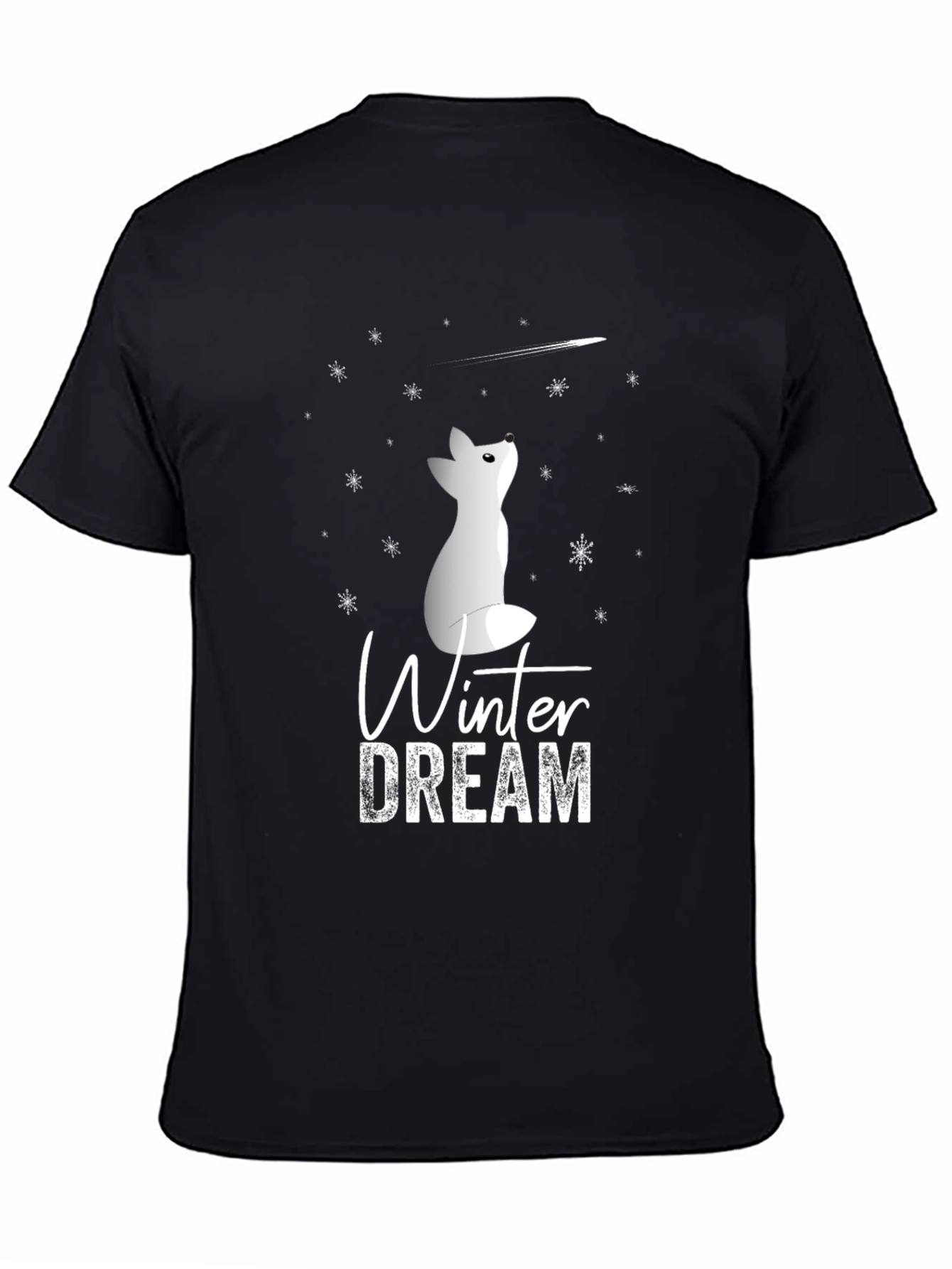 Black Winter Dream Fox Graphic Tee - Soft Cotton Blend view 4