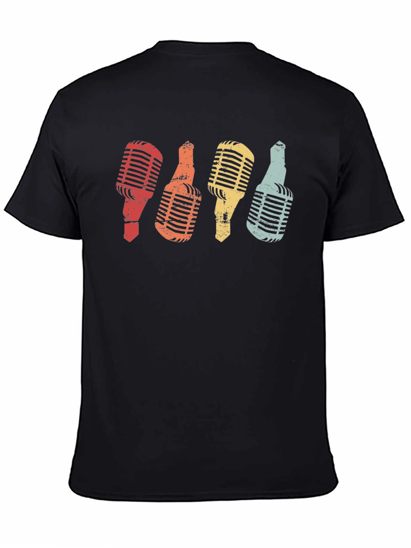 Black Retro Microphone Graphic Tee - Classic Vocalist Style view 4
