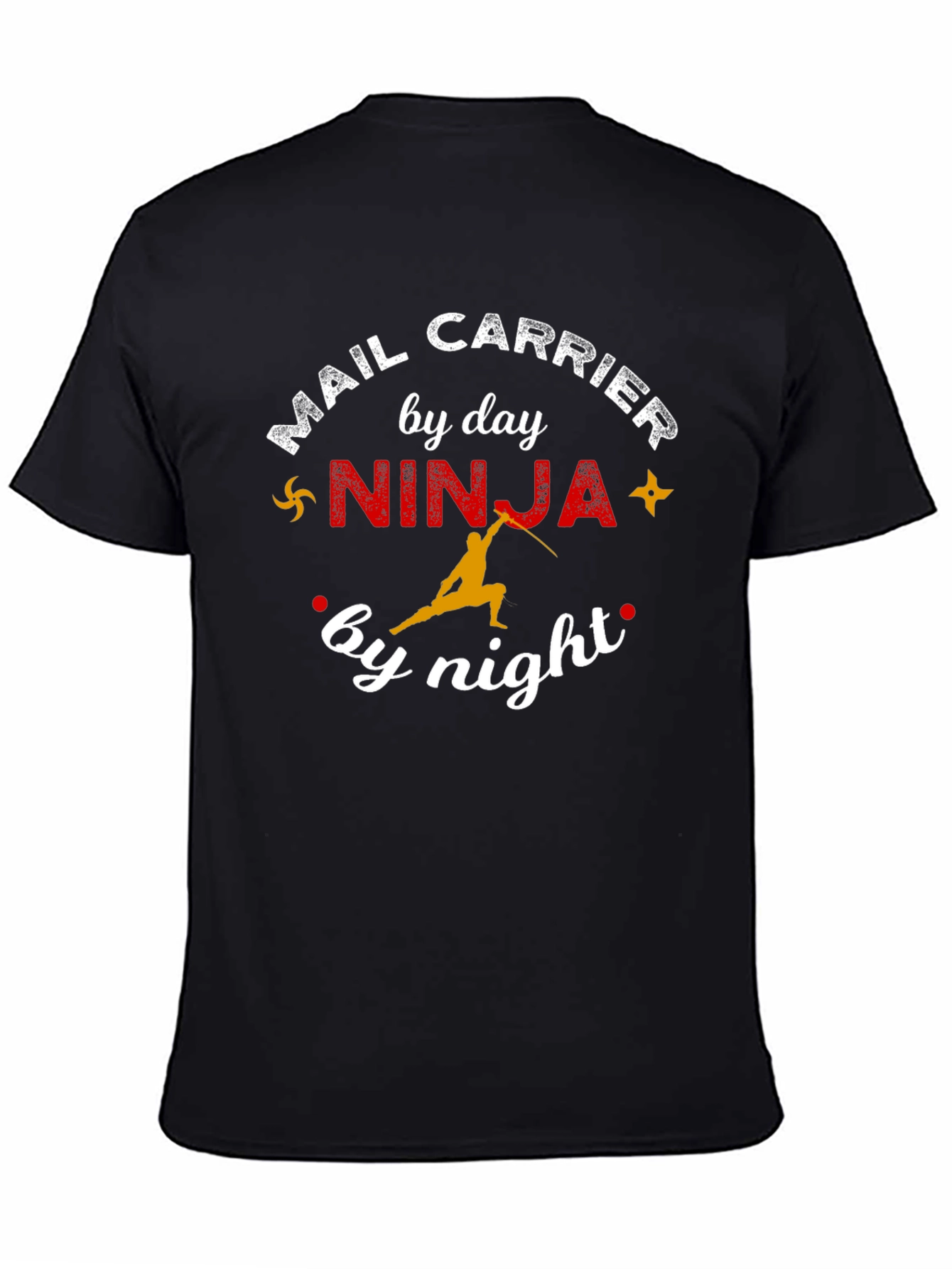 Black Mail Carrier Ninja T-Shirt - Funny Delivery Humor view 4