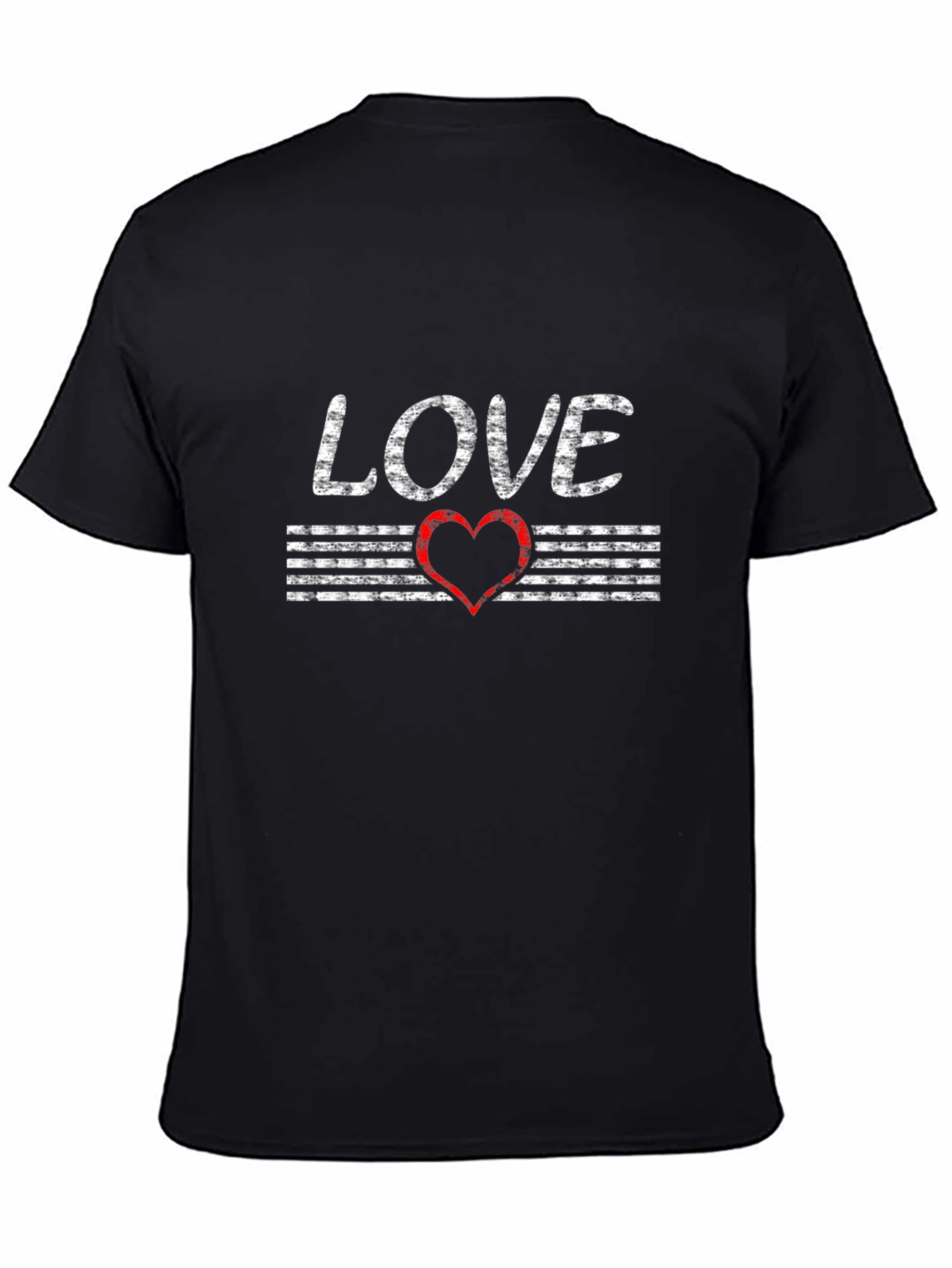 Black Love Graphic T-Shirt - Distressed Heart Design view 4