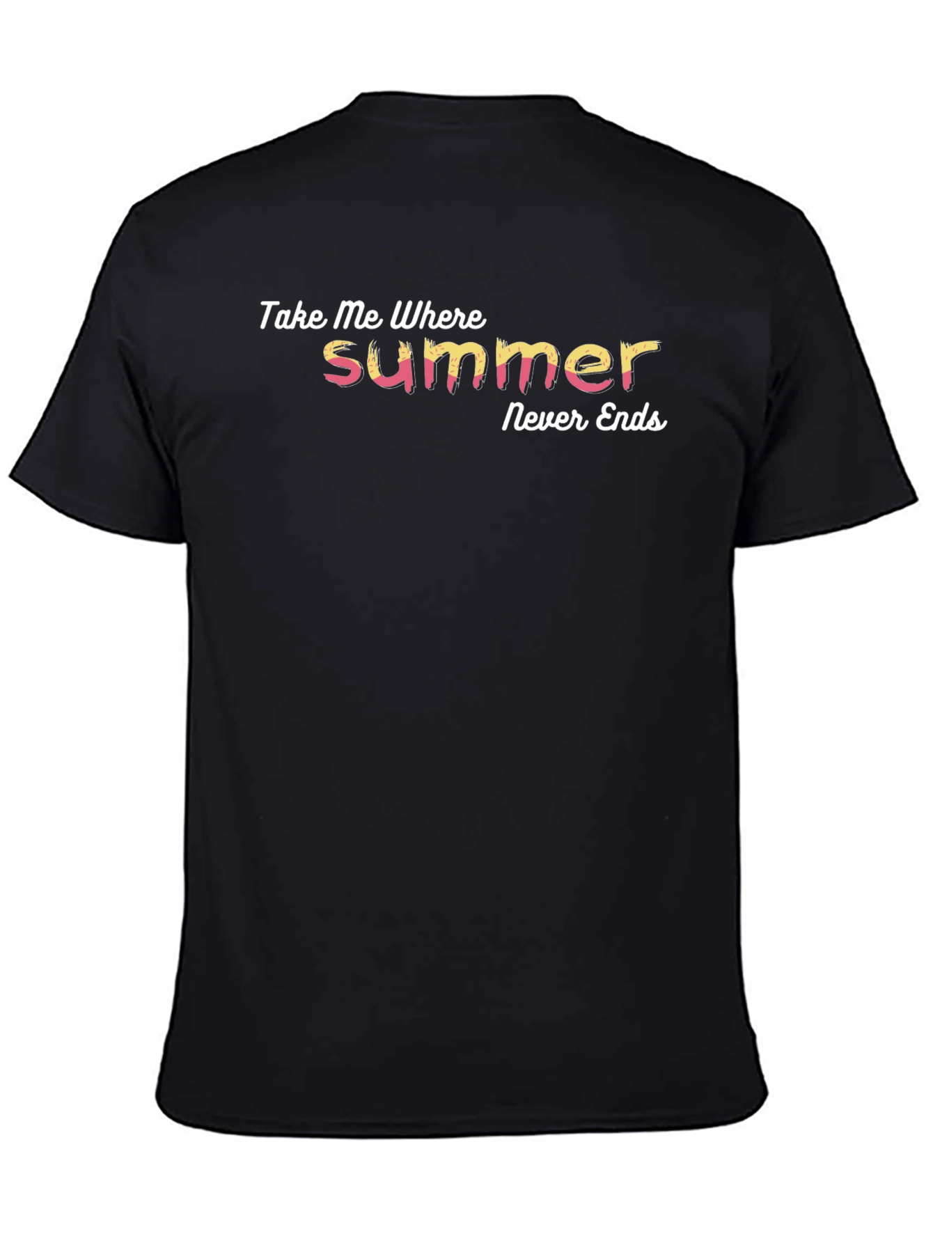 Black Take Me Where Summer Never Ends Black Graphic T-Shirt view 4