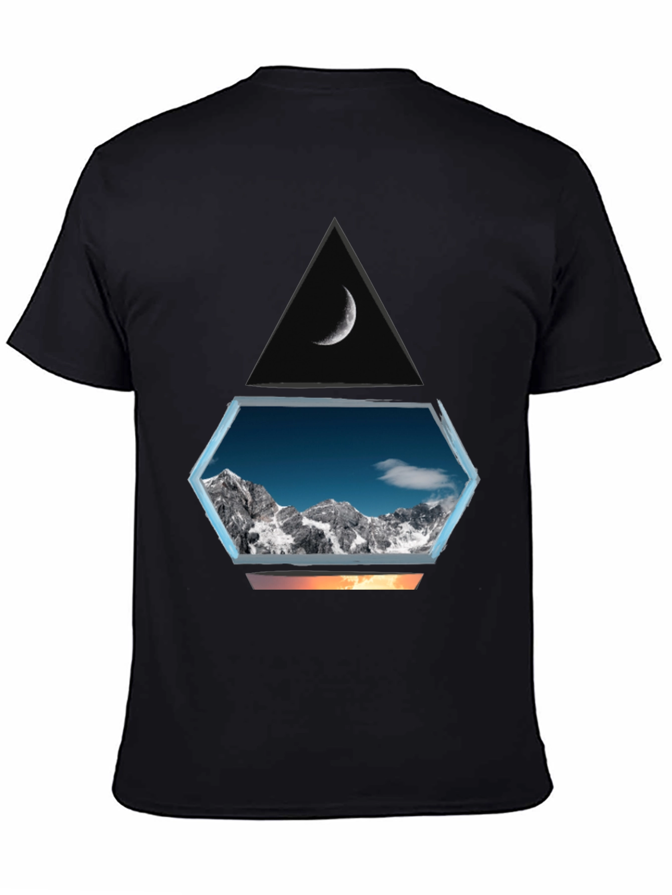 Black Mountainscape Graphic Tee - Black Cotton Blend view 4