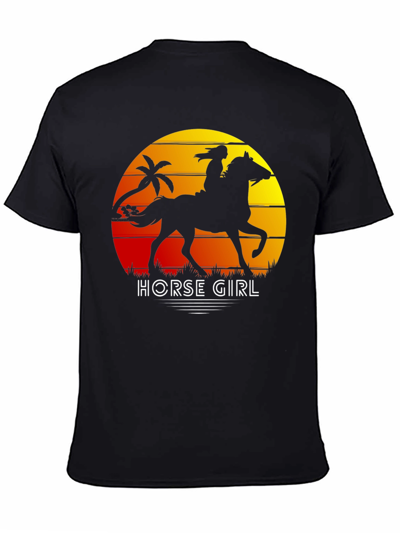 Black Horse Girl Sunset Graphic Tee view 4
