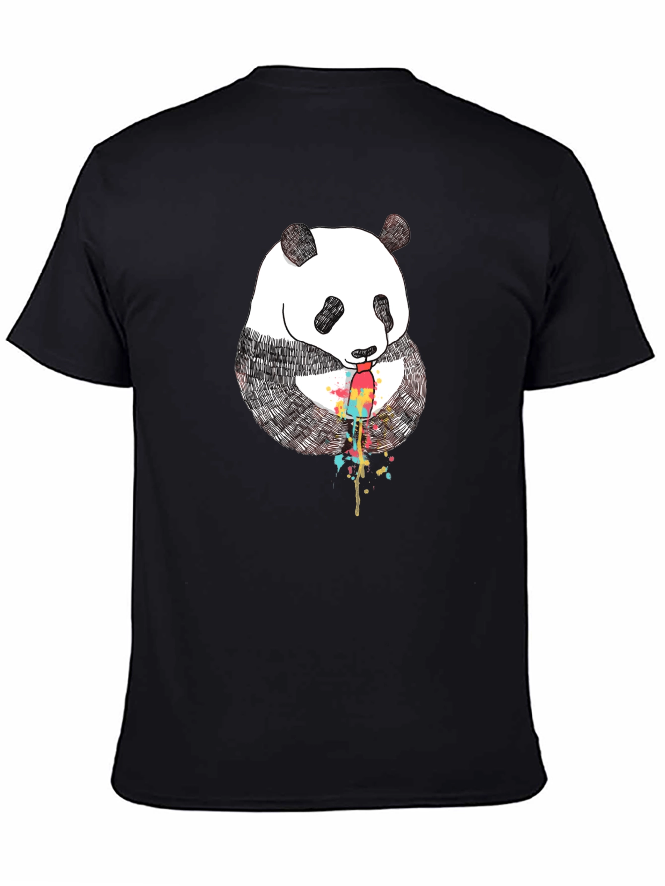Black Panda Popsicle Graphic Tee - Black Cotton T-Shirt view 4