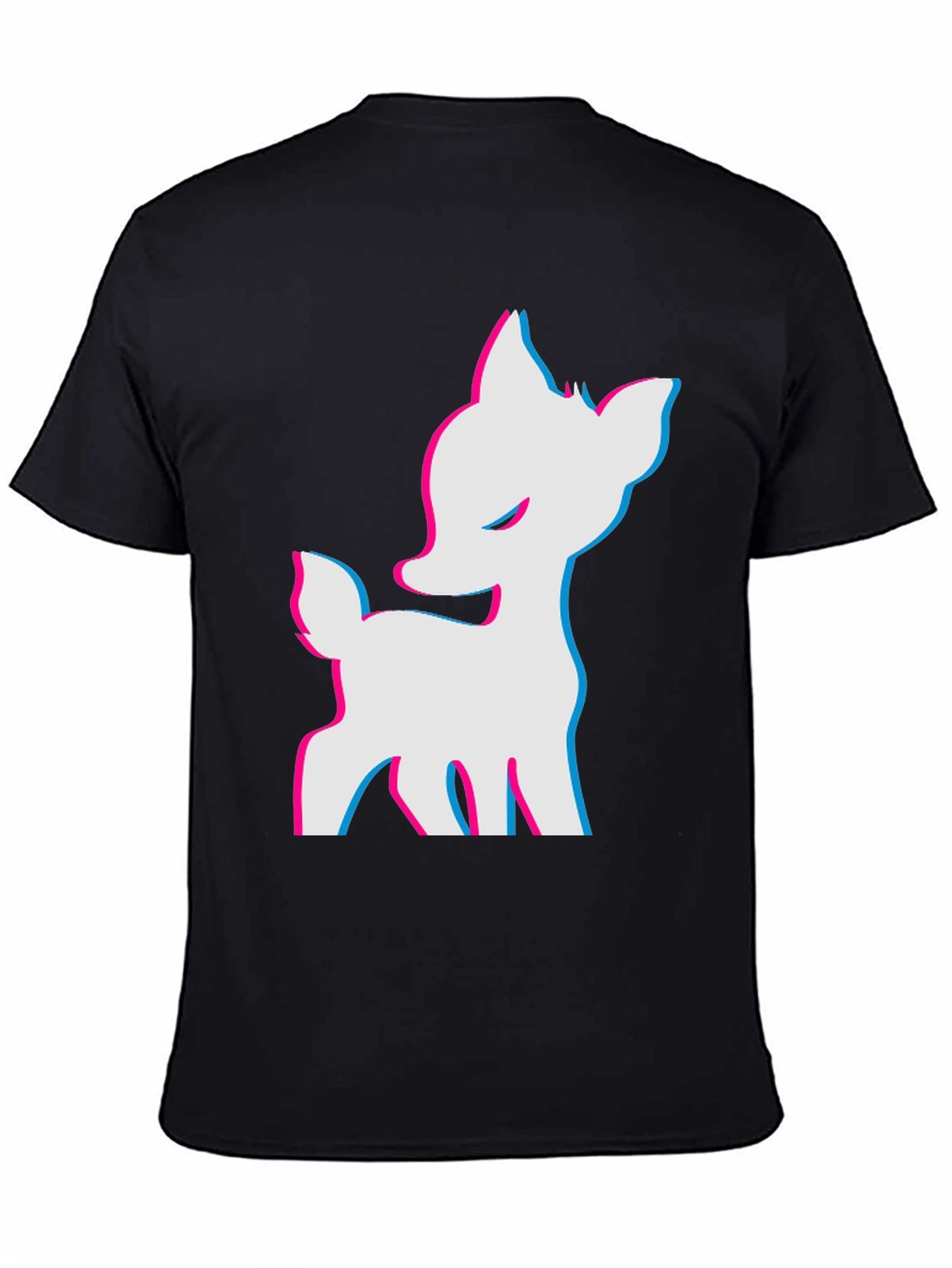 Black Cool 3D Deer Graphic Black T-Shirt view 4