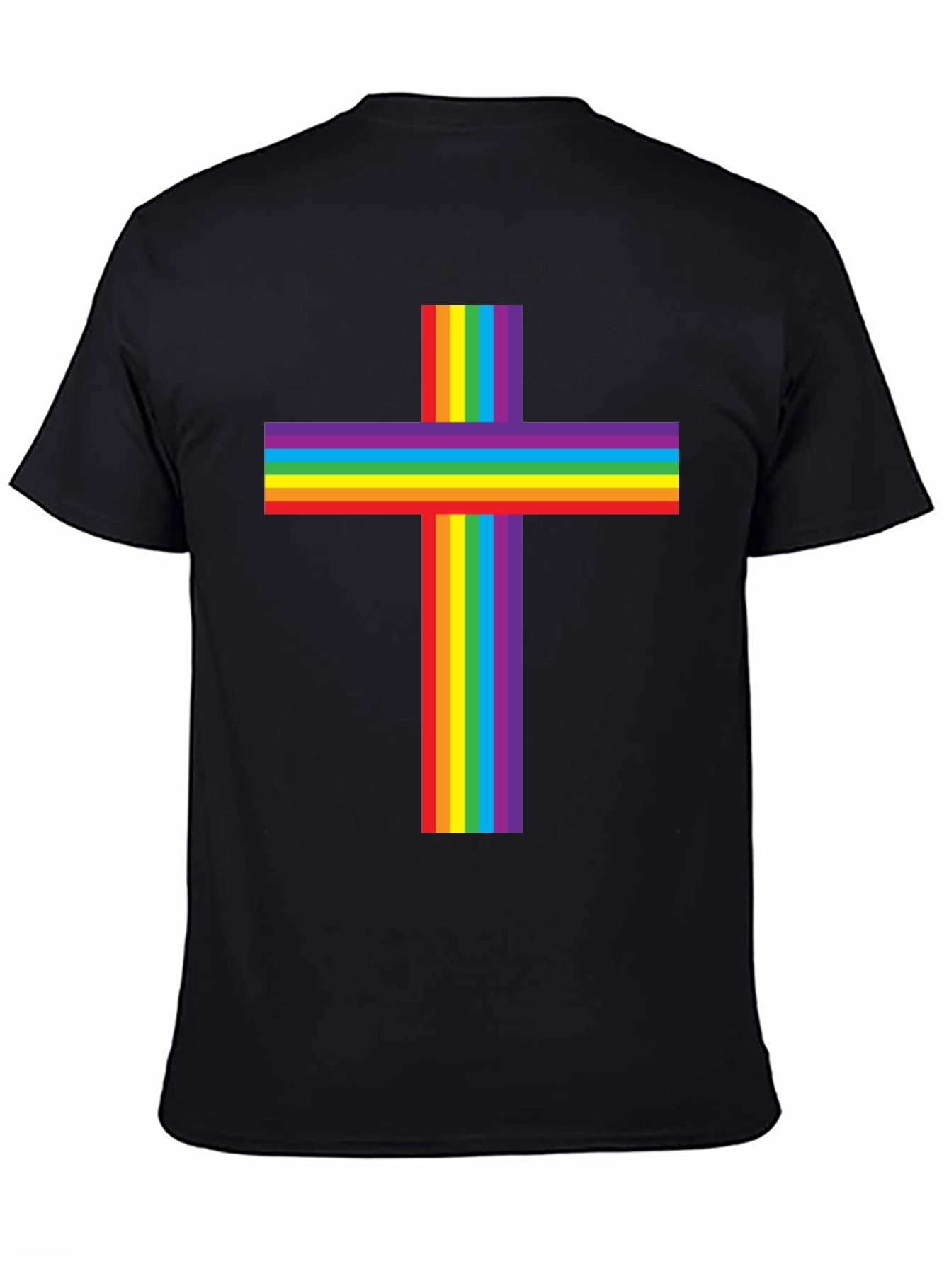 Black Rainbow Cross Graphic Tee - Pride & Faith view 4